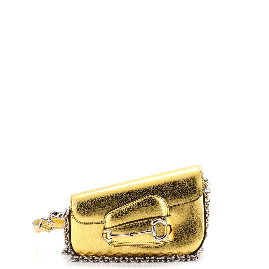 Gucci Horsebit 1955 Asymmetric Shoulder Bag Leather Mini: Built around the Gucci Horsebit 1955 Asymmetric Shoulder Bag outline, the shape carries the squared, settled posture the house returns to season after season. A luminous gold, metallic palette carries