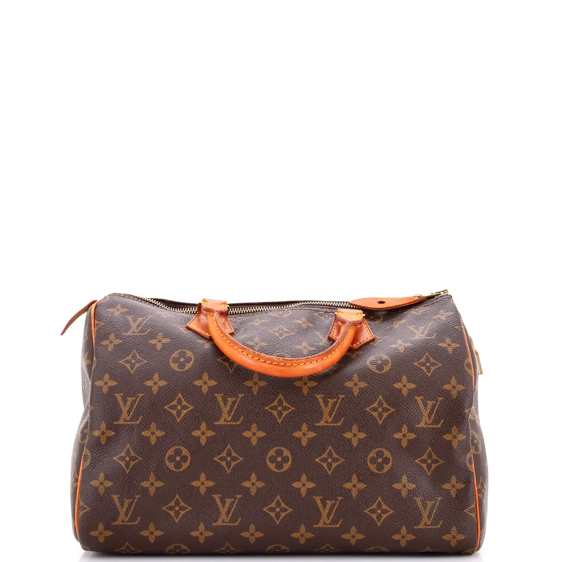 Louis Vuitton Speedy Handbag Monogram Canvas 30: Louis Vuitton treats the Speedy Handbag's hardware as architecture, the finishing in keeping with the rest of the line's restraint. The brown colorway sits richly across the surface, finished in Monog