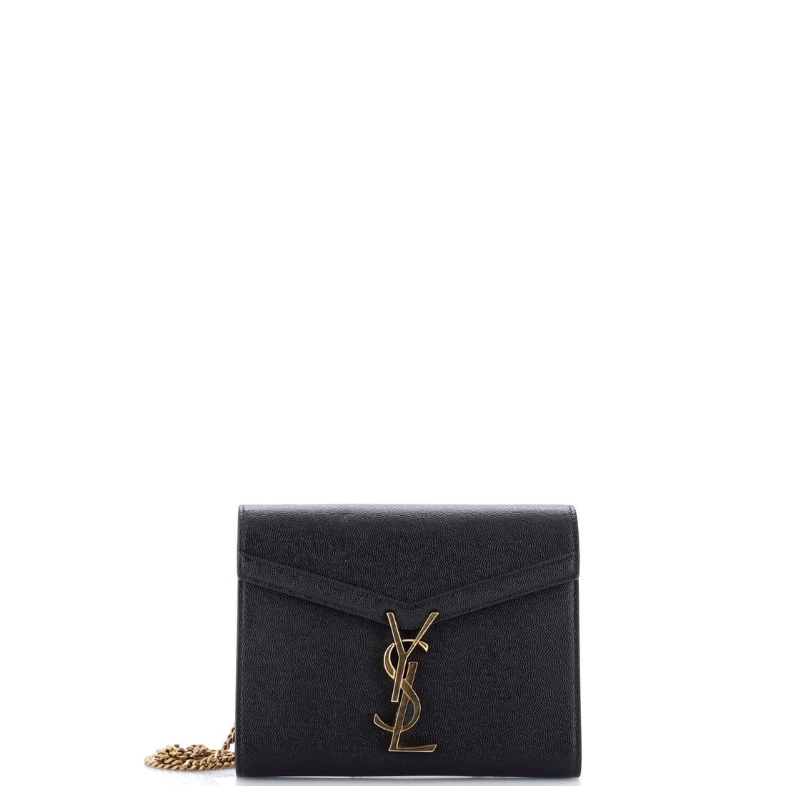 Saint Laurent Cassandra Chain Wallet Leather Mini: On the body, the Saint Laurent Cassandra Chain Wallet settles fast, a carry profile tuned across decades of the line. A luminous black palette carries the read, holding the surface luminous against th