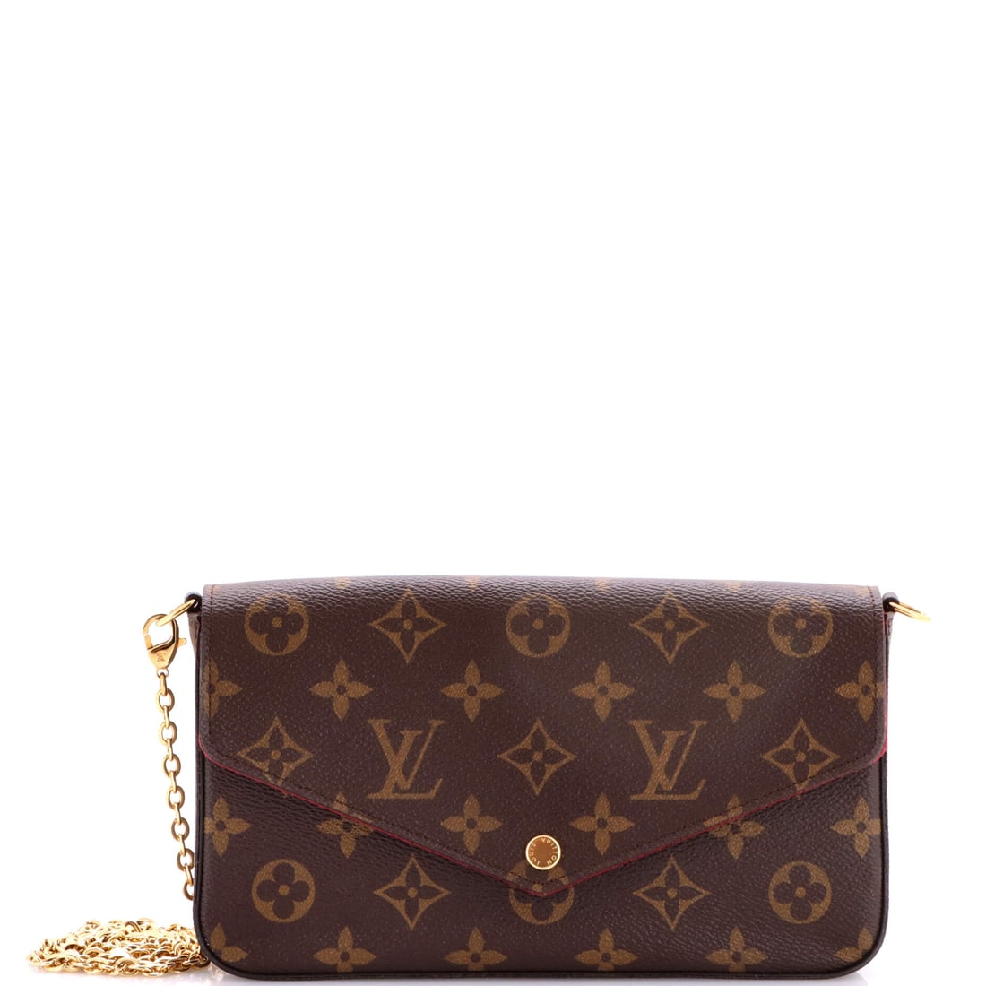 Louis Vuitton Felicie Pochette Monogram Canvas: The Louis Vuitton Felicie Pochette reads as part of a continuing house conversation rather than a standalone moment. A luminous brown palette carries the read, finished in Monogram, the canvas Georges