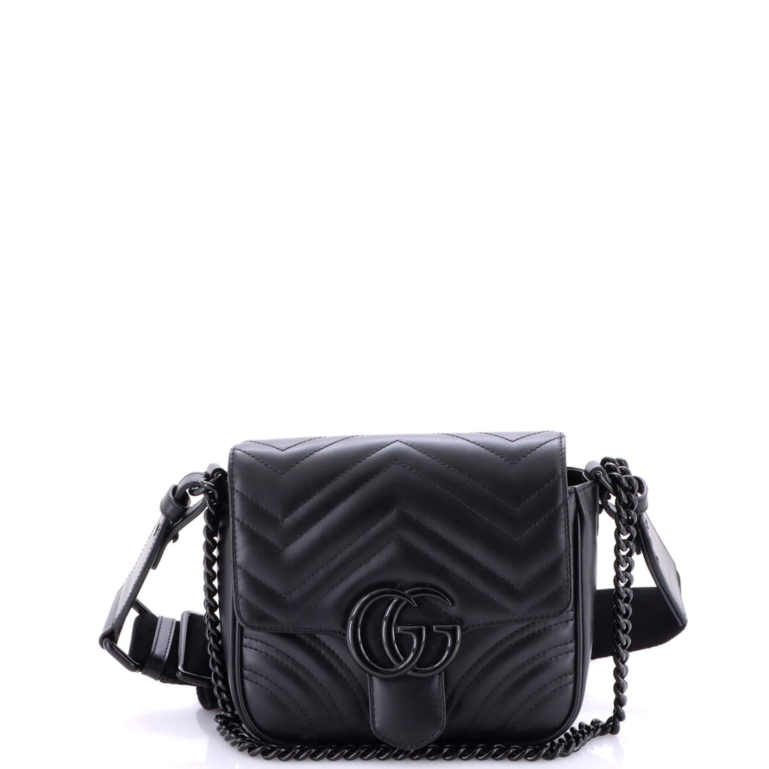 Gucci GG Marmont Convertible Flap Shoulder Bag Matelasse Leather Mini: Sculpted along the recognizable lines of the Gucci GG Marmont Convertible Flap Shoulder Bag, the silhouette holds its profile with characteristic discipline. In black, the silhouette reads modern with