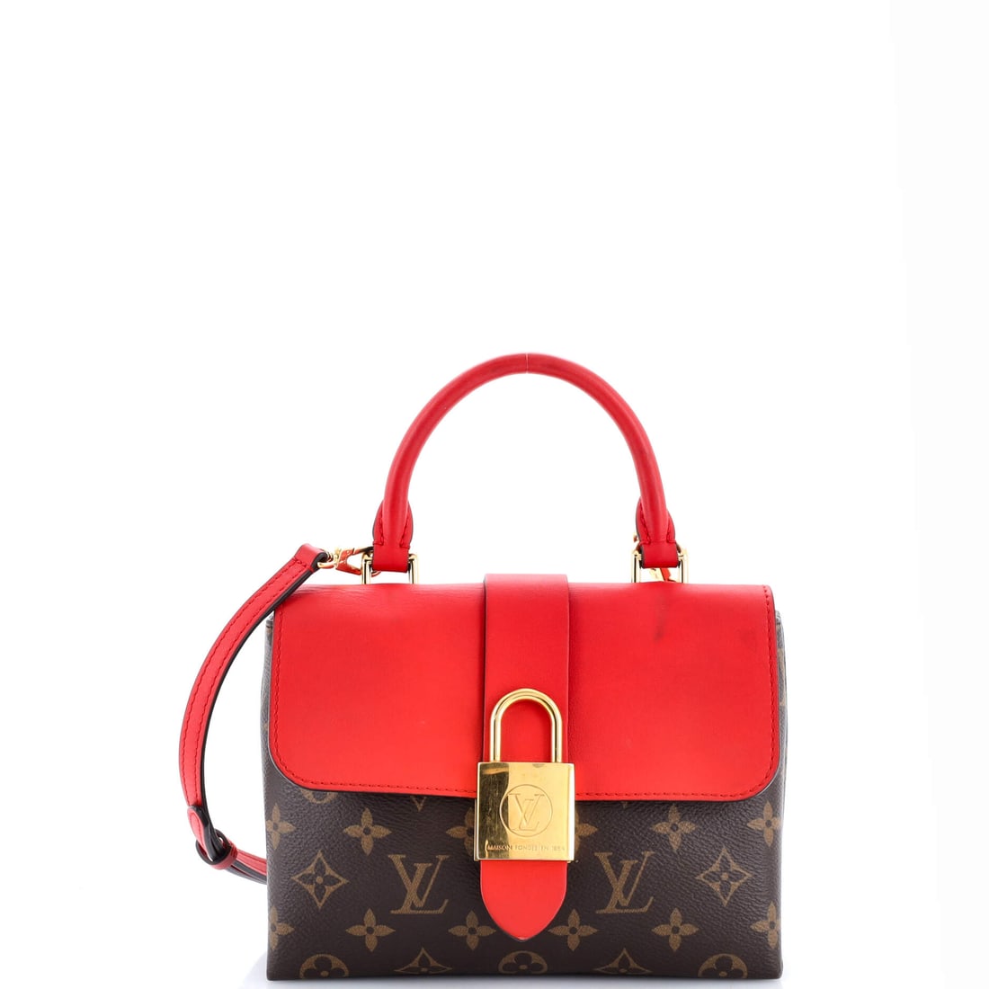 Louis Vuitton Locky Handbag Monogram Canvas with Leather BB: Inside the Locky Handbag, Louis Vuitton organizes for daily rhythm, the partitioning thought through in the way only a house with archive depth can manage. A clean, editorial brown, red pulls the eye 