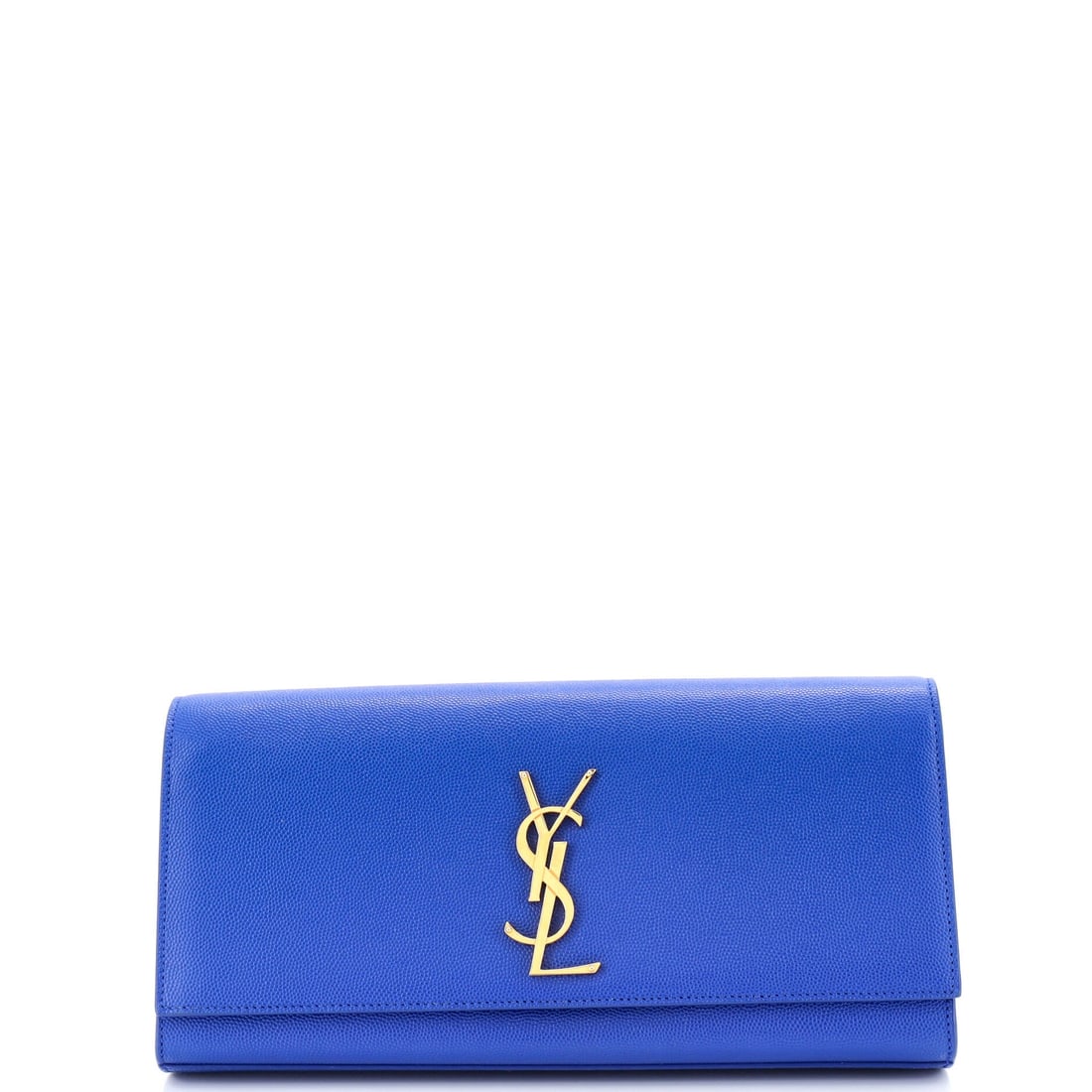 Saint Laurent Classic Monogram Clutch Metallic Calfskin Long: Saint Laurent's Classic Monogram Clutch writes compartmentalization into its design brief, the kind of practical reasoning the house has refined across multiple iterations. Cast in a saturated blue, s