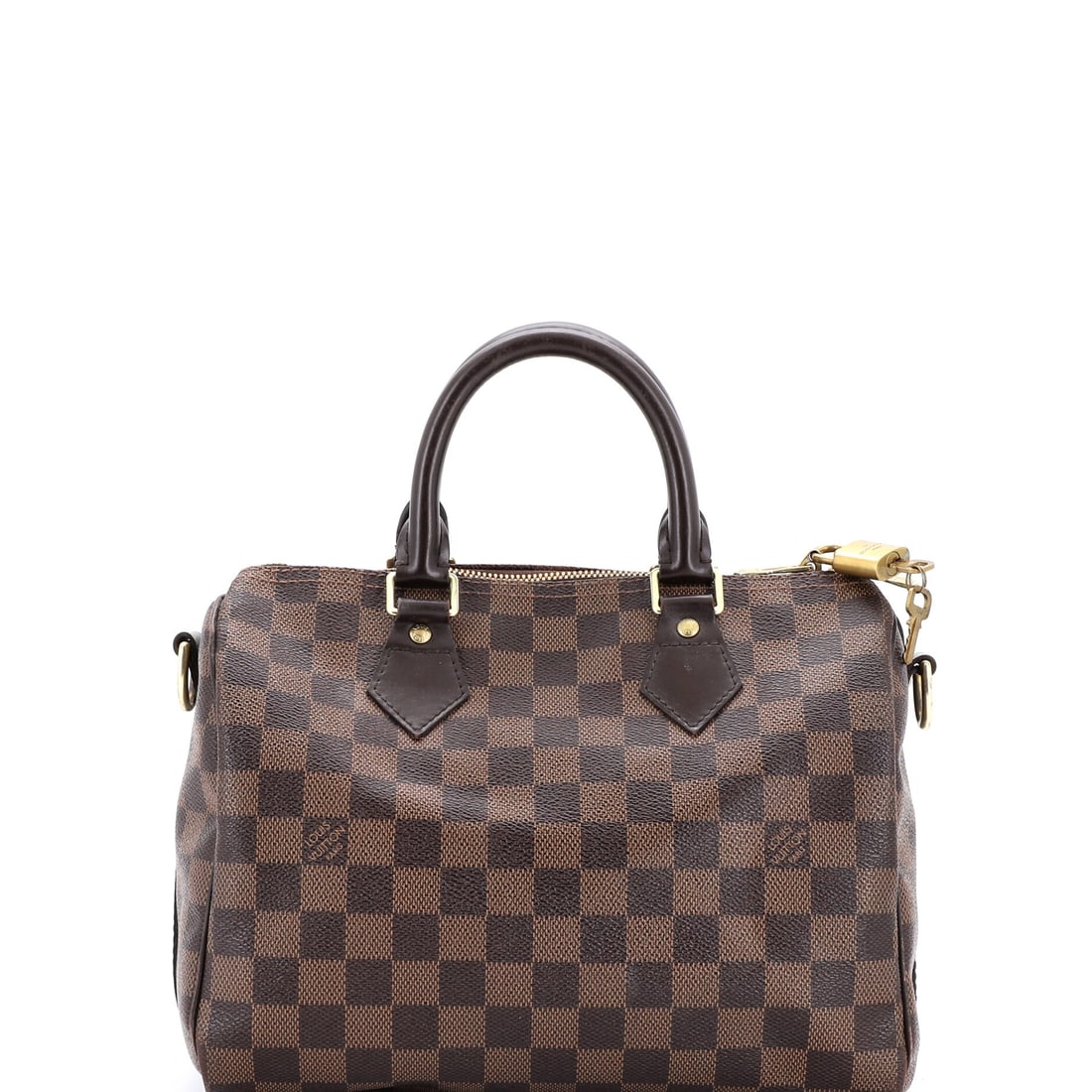 Louis Vuitton Speedy Bandouliere Bag Damier 25: Among the Louis Vuitton catalog, the Speedy Bandouliere Bag occupies a settled place, a silhouette that arrived already finished. The brown colorway sits richly across the surface, finished in Damier,