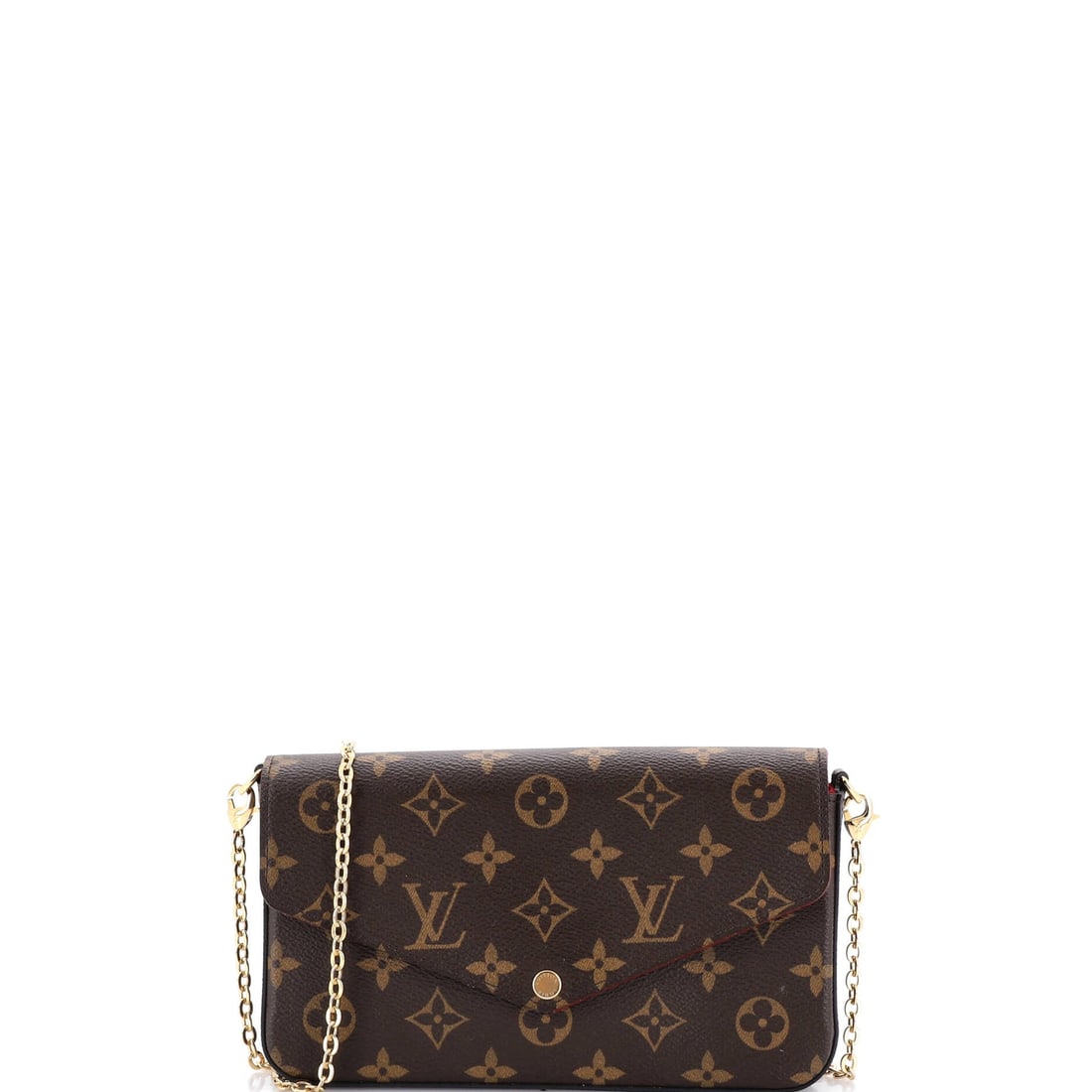 Louis Vuitton Felicie Pochette Monogram Canvas: The Louis Vuitton Felicie Pochette reads as part of a continuing house conversation rather than a standalone moment. A luminous brown palette carries the read, finished in Monogram, the canvas Georges