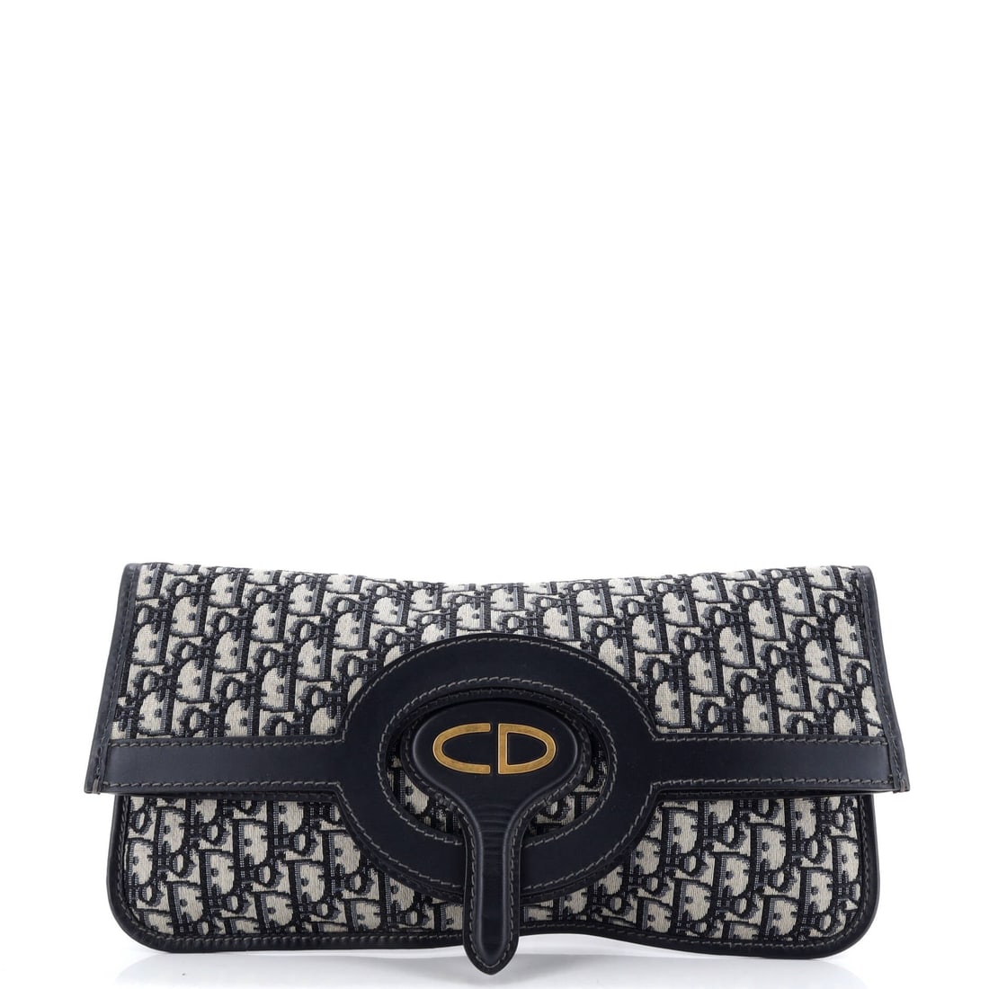 Christian Dior Fold Over Clutch Oblique Canvas: The Christian Dior Fold Over Clutch earns its weight when carried, the kind of bag that disappears into the silhouette rather than fighting it. The blue colorway sits richly across the surface, holdin