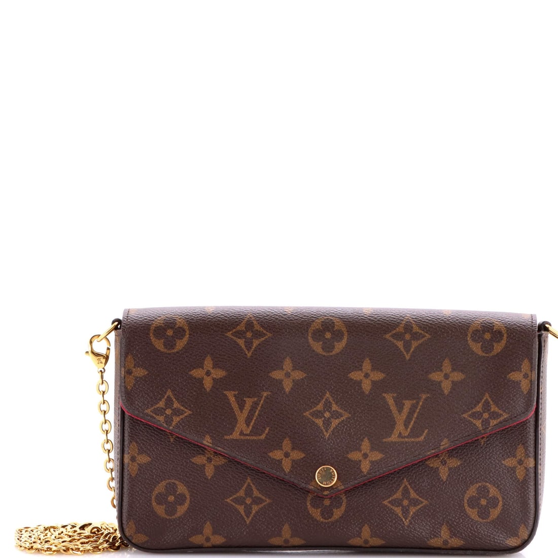 Louis Vuitton Felicie Pochette Monogram Canvas: The Louis Vuitton Felicie Pochette rides where it should, an ergonomic geometry that explains why the silhouette has stayed in production. The brown colorway sits richly across the surface, rendered i