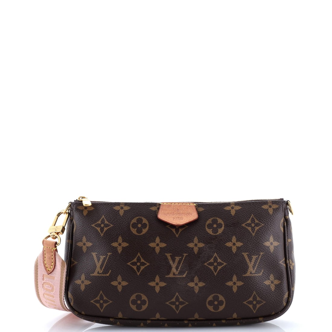 Louis Vuitton Multi Pochette Accessoires Monogram Canvas: Multi Pochette Accessoires in monogram canvas reads as a working Louis Vuitton silhouette, the leather selected for daily wear rather than display. Cast in a saturated brown, pink, cut from Monogram, 