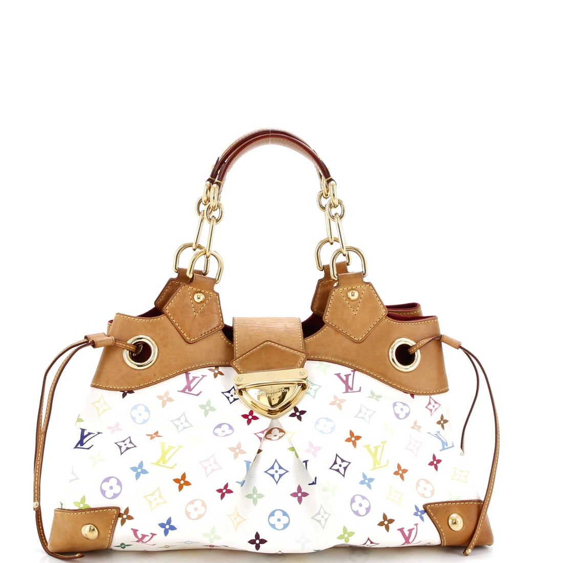 Louis Vuitton Ursula Handbag Monogram Multicolor: On the body, the Louis Vuitton Ursula Handbag settles fast, a carry profile tuned across decades of the line. A luminous multicolor, white palette carries the read, holding the surface luminous agains