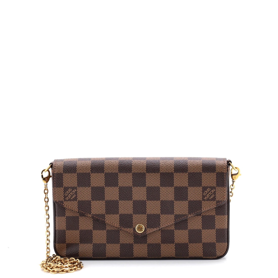 Louis Vuitton Felicie Pochette Damier: Pockets on the Louis Vuitton Felicie Pochette are positioned with intent, sized for the items they were drawn for rather than added as afterthought. A clean, editorial brown pulls the eye first, drawn
