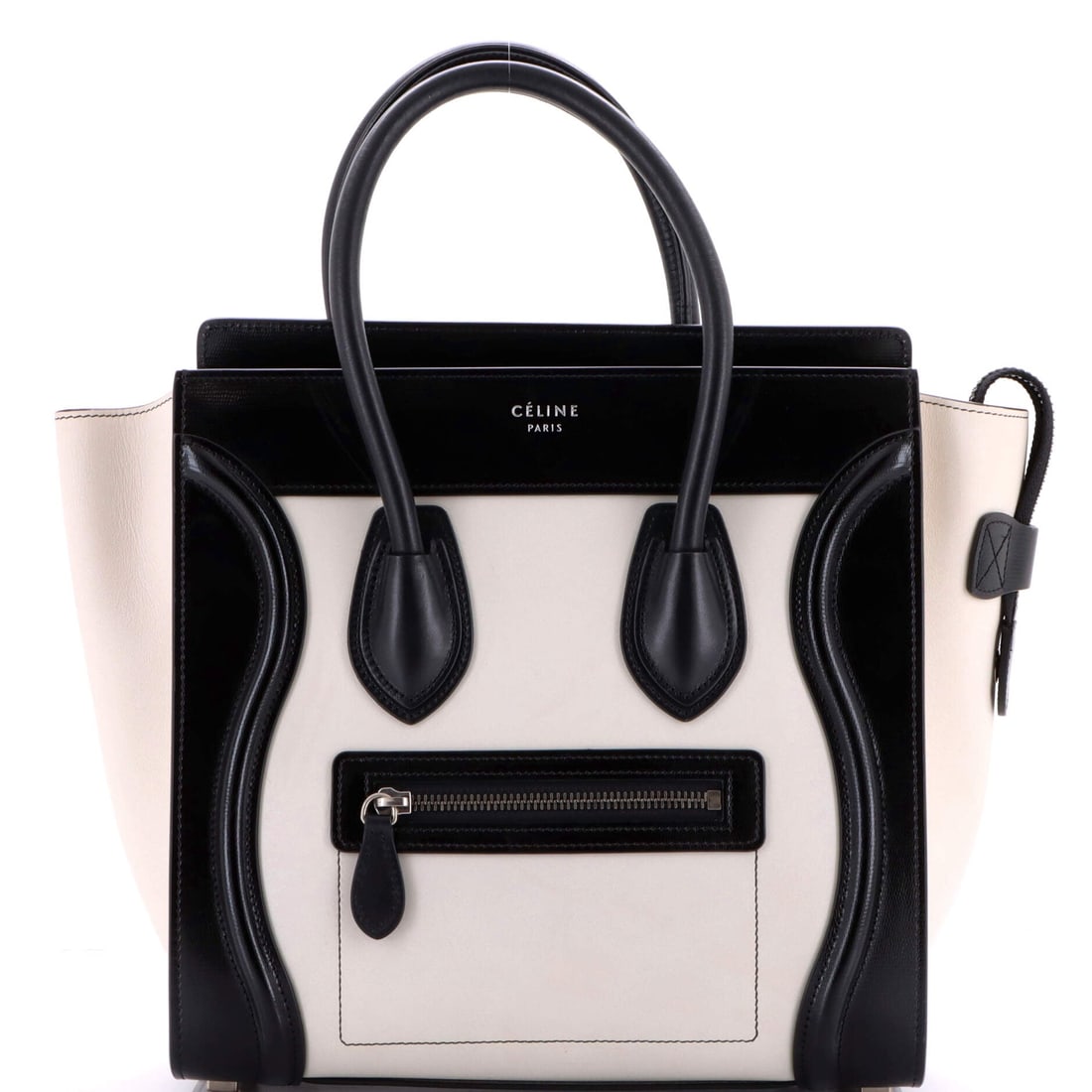 Celine Bicolor Luggage Bag Lizard and Leather Micro: Lift the flap on this Celine Bicolor Luggage Bag and it resolves into clear compartments, built for real carry rather than catalog photography. Cast in a saturated white, the kind of palette that earn
