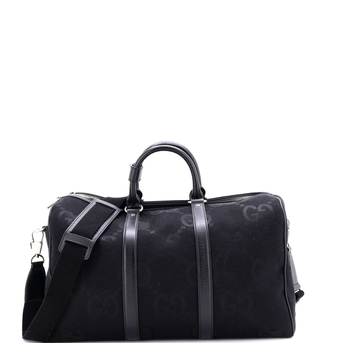 Gucci Convertible Duffle Bag Jumbo GG Canvas Small: The proportions place this Gucci Convertible Duffle Bag in the house's everyday wing rather than its statement or evening territory. Cast in a saturated black, calibrated to read editorial in any ligh