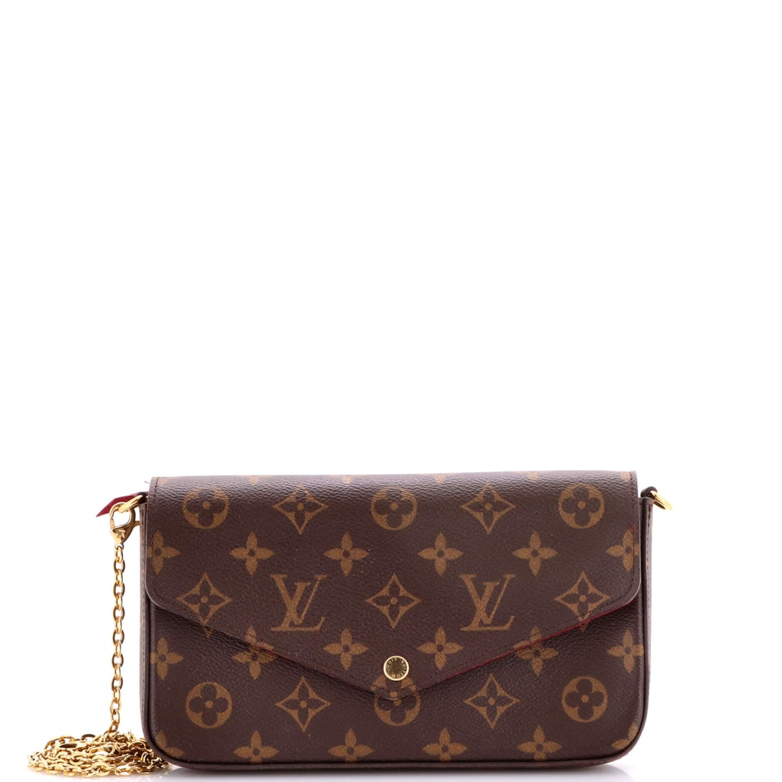 Louis Vuitton Felicie Pochette Monogram Canvas: On the body, the Louis Vuitton Felicie Pochette settles fast, a carry profile tuned across decades of the line. A luminous brown palette carries the read, rendered in Monogram, the canvas Georges Vuit