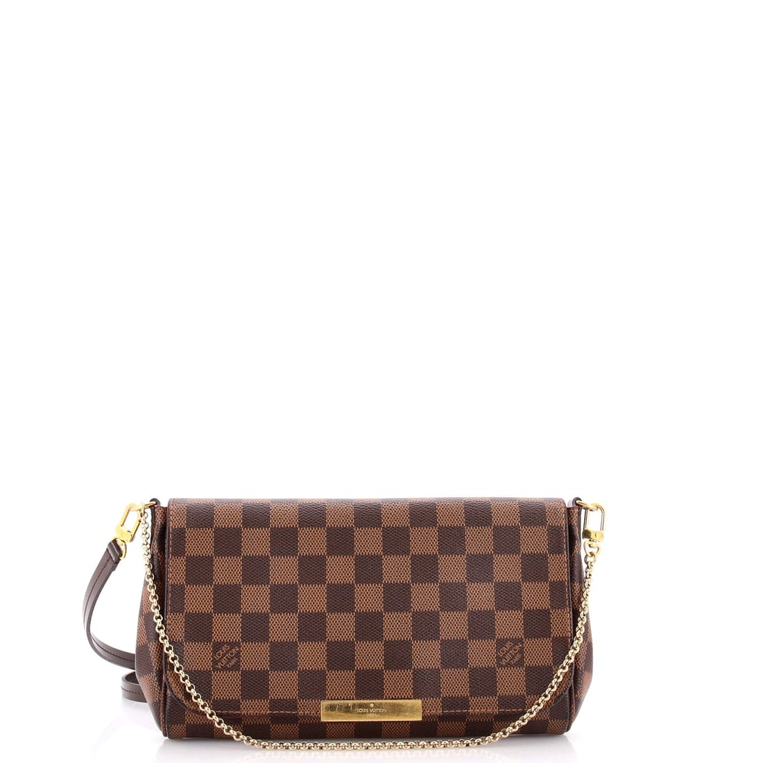 Louis Vuitton Favorite Handbag Damier MM: Metalwork on this Louis Vuitton Favorite Handbag sits at the center of the design, sized to the proportions the house routinely insists on. The brown colorway sits richly across the surface, finished 