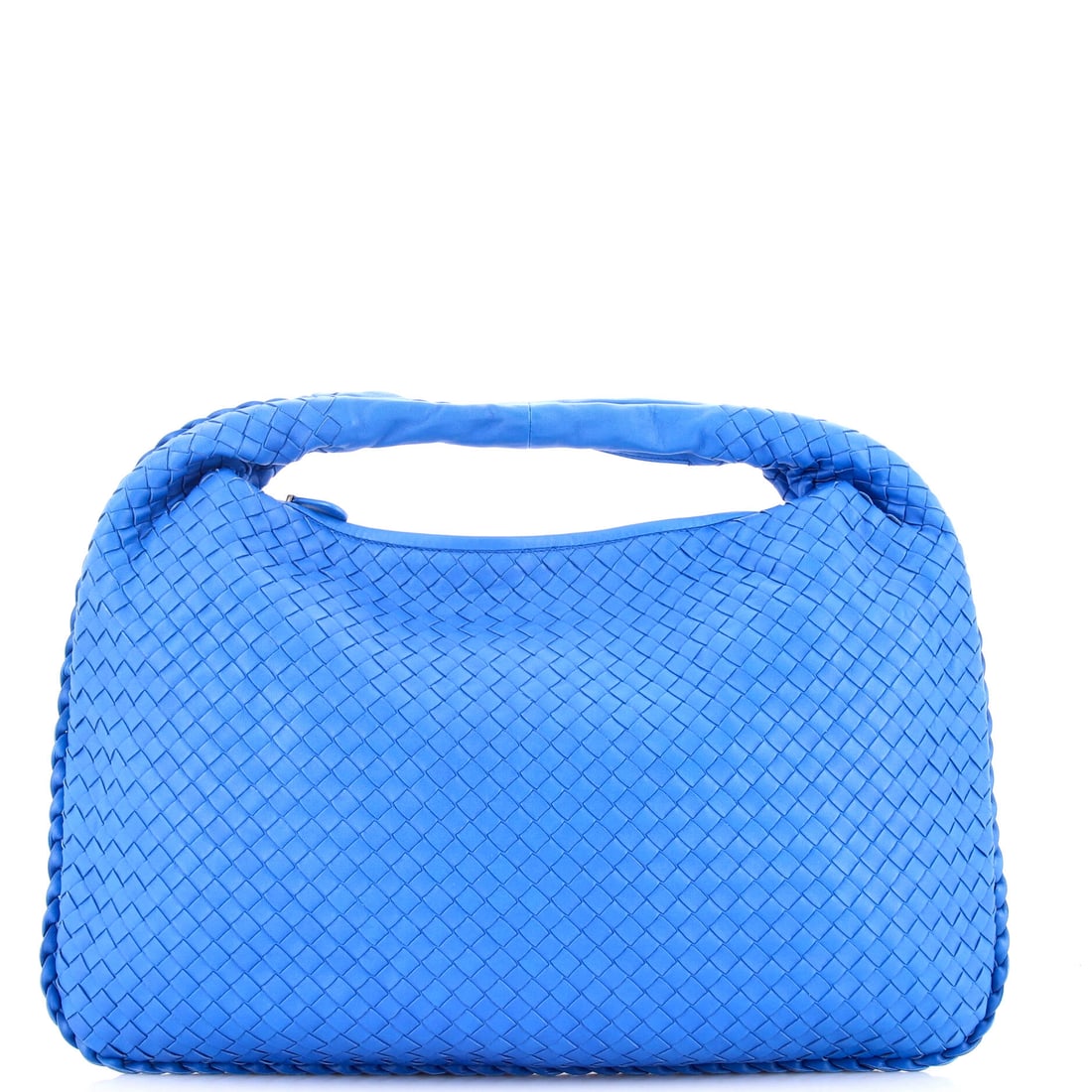 Bottega Veneta Veneta Hobo Intrecciato Nappa Large: Drawn in intrecciato nappa, this Bottega Veneta Veneta Hobo carries the surface character that only develops with the right atelier behind it. The blue treatment carries its own presence, cut from int