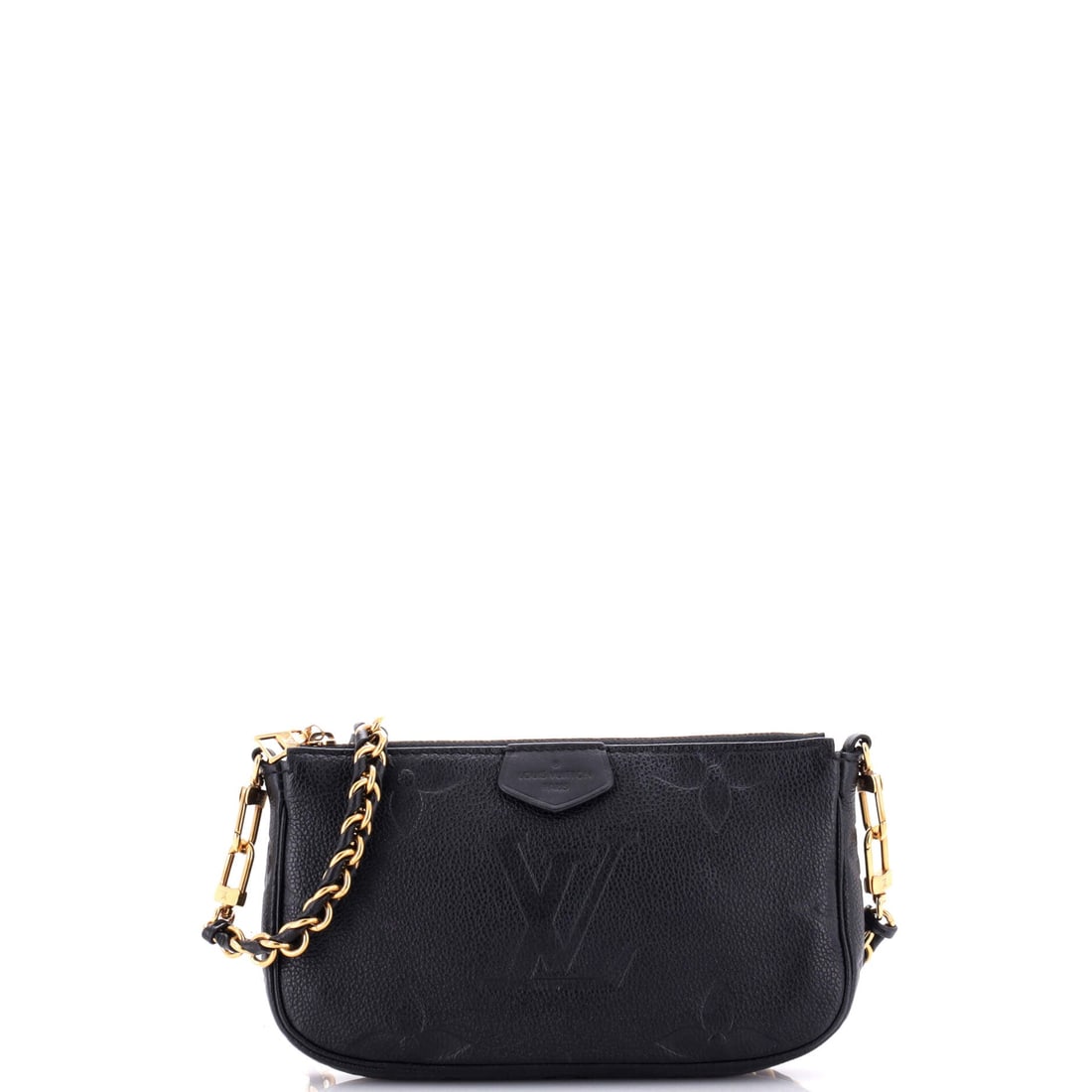 Louis Vuitton Multi Pochette Accessoires Monogram Empreinte Giant: Catch the Louis Vuitton Multi Pochette Accessoires in good light and the hardware does the rest, finished to the standard that built the house's reputation. A luminous black palette carries the read, 