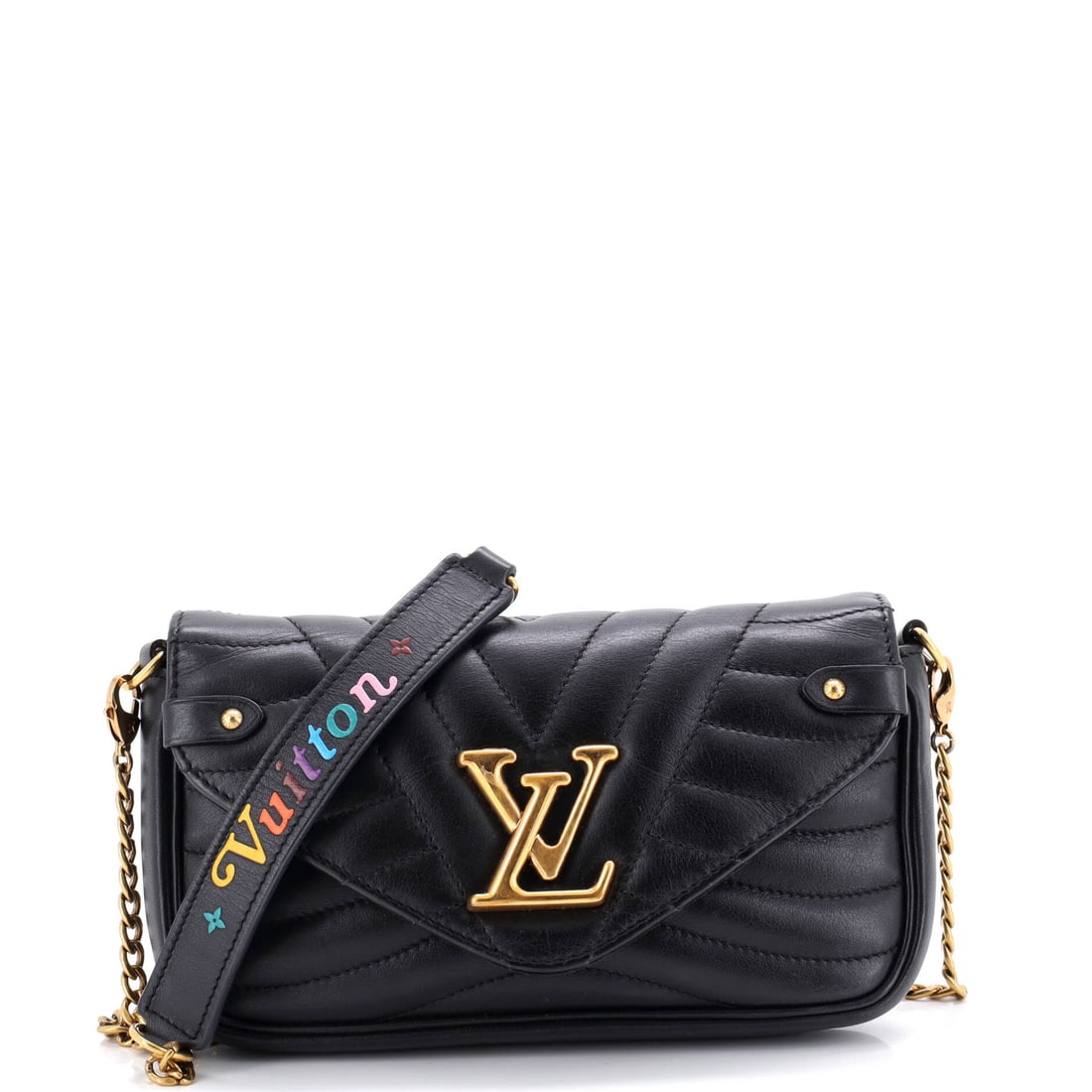 Louis Vuitton New Wave Chain Pochette Quilted Leather: New Wave Chain Pochette by Louis Vuitton is built around its interior logic, the compartments calibrated for daily rotation rather than catalog elegance. A clean, editorial black pulls the eye first, 