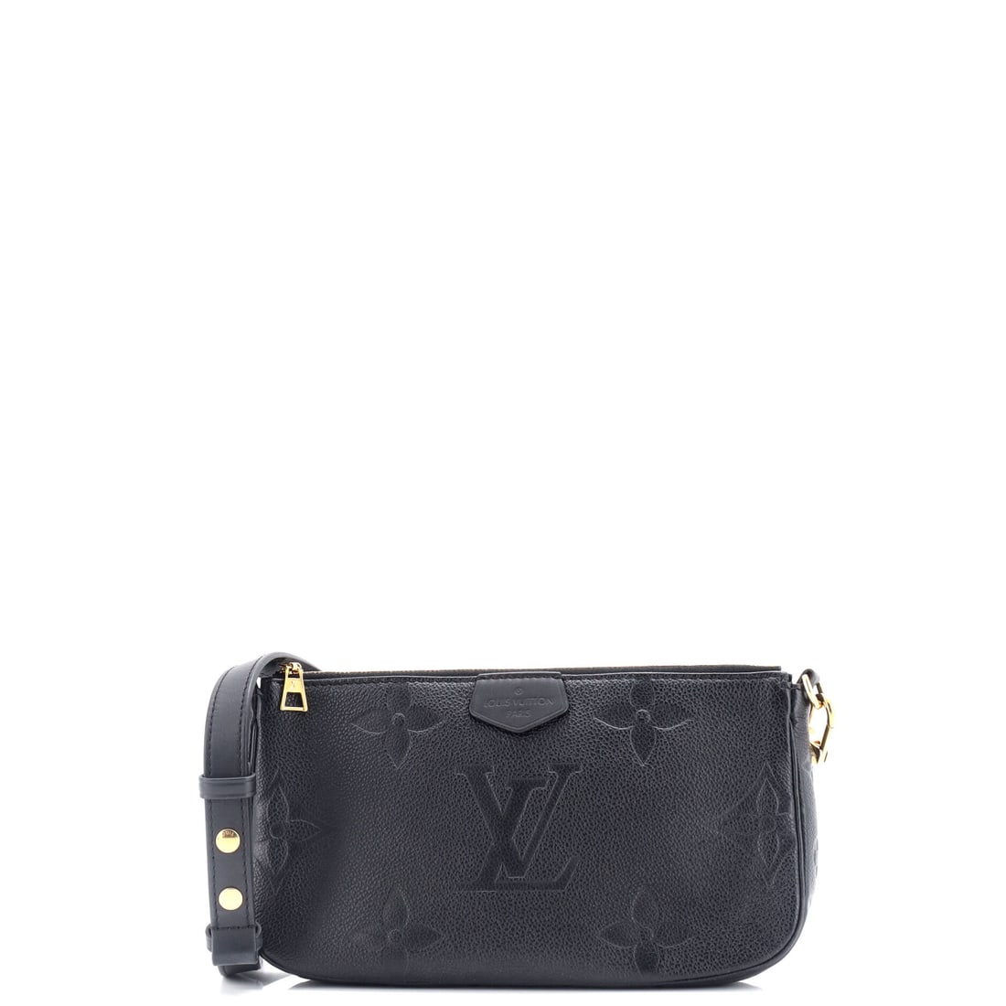 Louis Vuitton Multi Pochette Accessoires Monogram Empreinte Giant: The Multi Pochette Accessoires family is one of Louis Vuitton's most quietly continuous, this iteration arriving with the line's hard-won vocabulary intact. In black, the silhouette reads modern witho