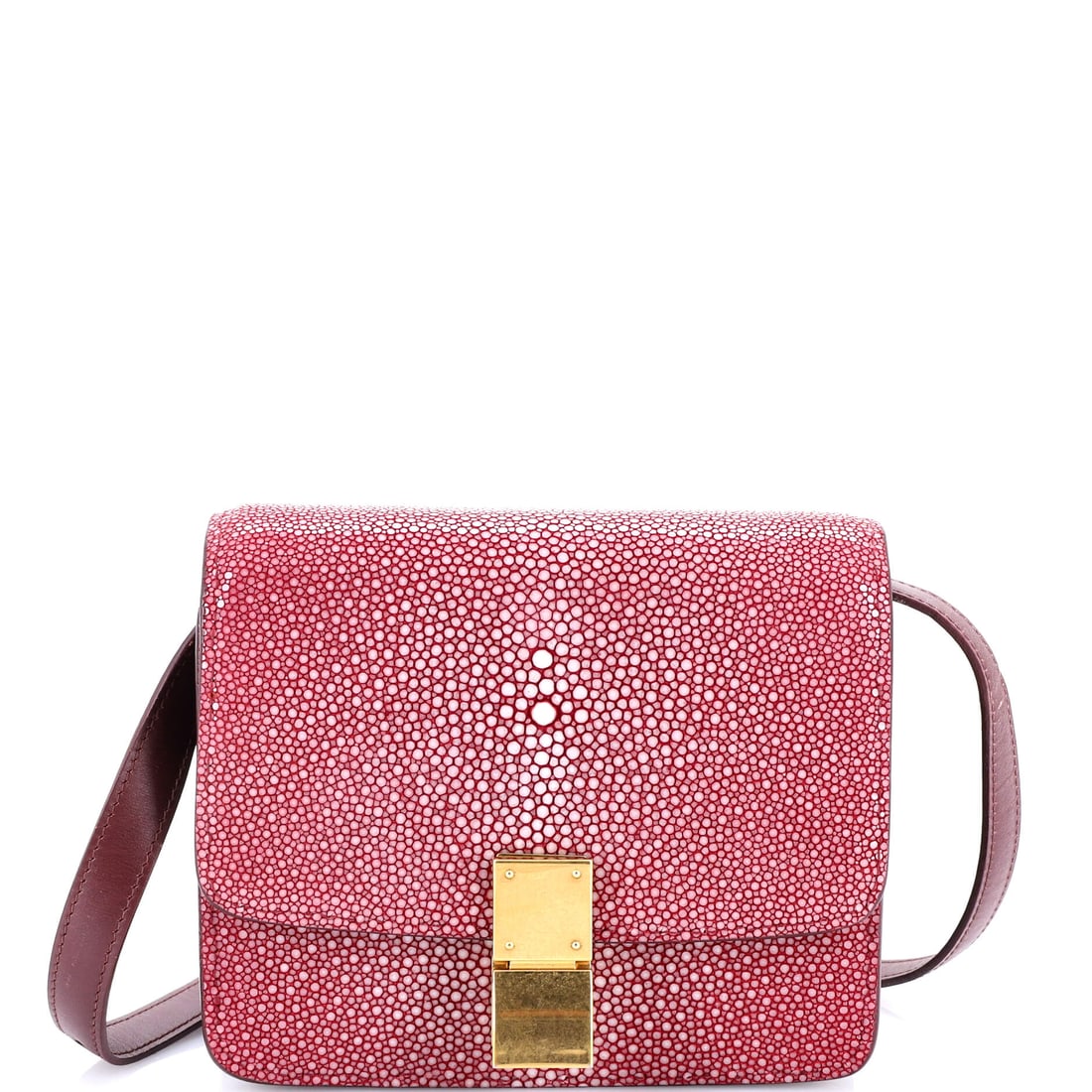 Celine Classic Box Bag Stingray Small: Every pocket on the Celine Classic Box Bag earns its place, the interior laid out for keys, cards, phone and the small accessories of a day. The red treatment carries its own presence, the kind of pal