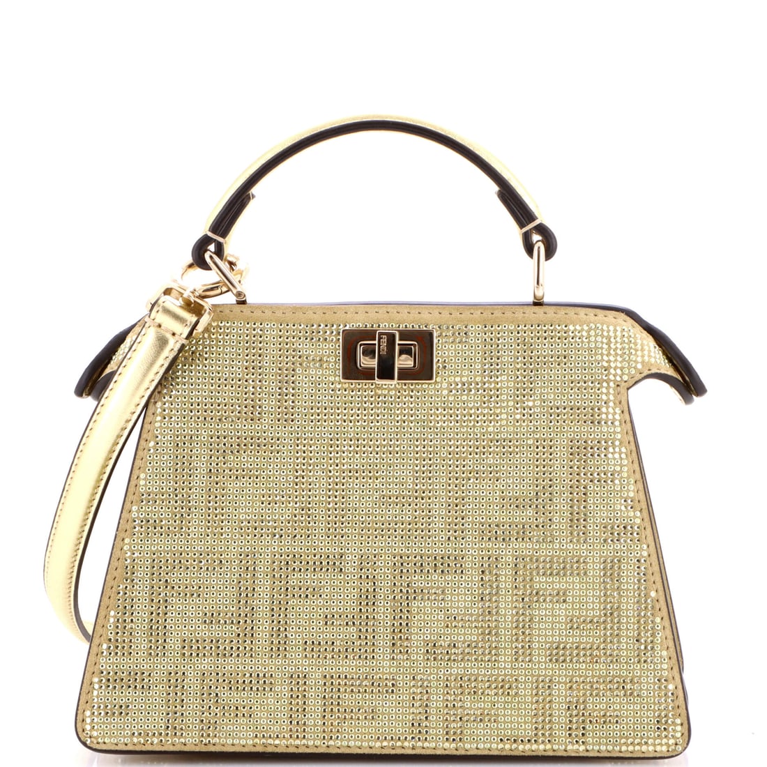 Fendi Peekaboo ISeeU Bag Zucca Crystal Embellished Suede Petite (1 of 7)