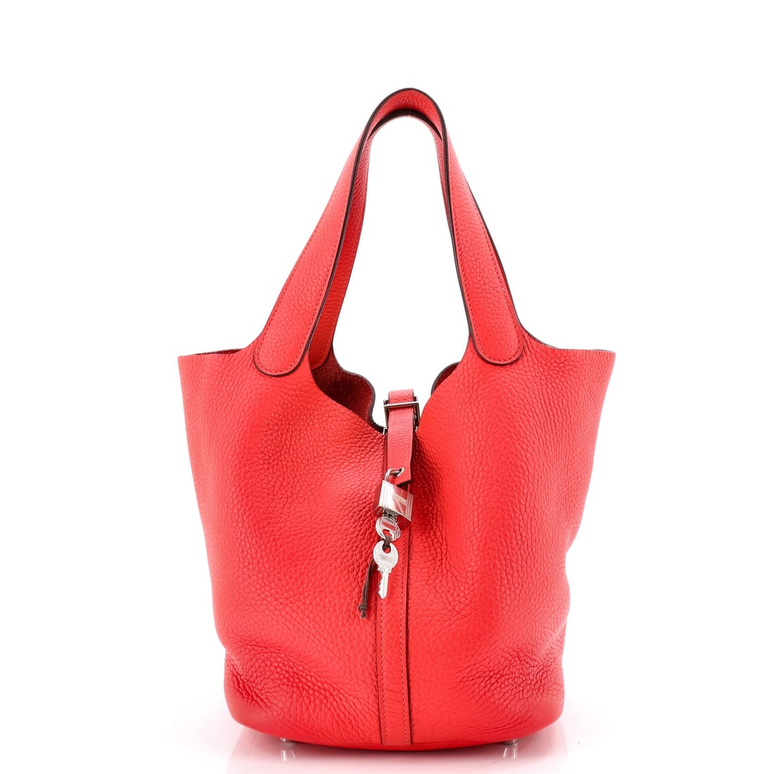 Hermes Picotin Lock Bag Clemence MM: This Hermes Picotin Lock Bag earns its keep on the shoulder first, the silhouette tuned for the way a luxury handbag is actually worn from morning into evening. The material story here is Clemence, a 