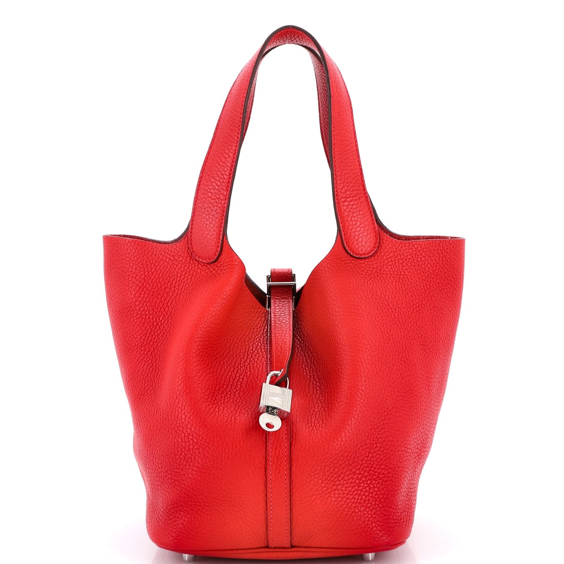 Hermes Picotin Lock Bag Clemence MM: Opened up, the Hermes Picotin Lock Bag reveals an interior tuned for daily use rather than for display, with the house's familiar attention to pocket placement. The material story here is Clemence, a 