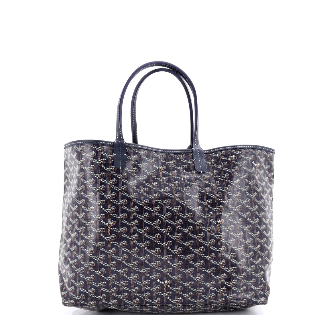Goyard Saint Louis Tote Coated Canvas PM: On the Goyard Saint Louis Tote, material does the heavy lifting, with the house's coated canvas, a waterproofed jute and cotton famous for its quiet chevron giving the silhouette its character. The in
