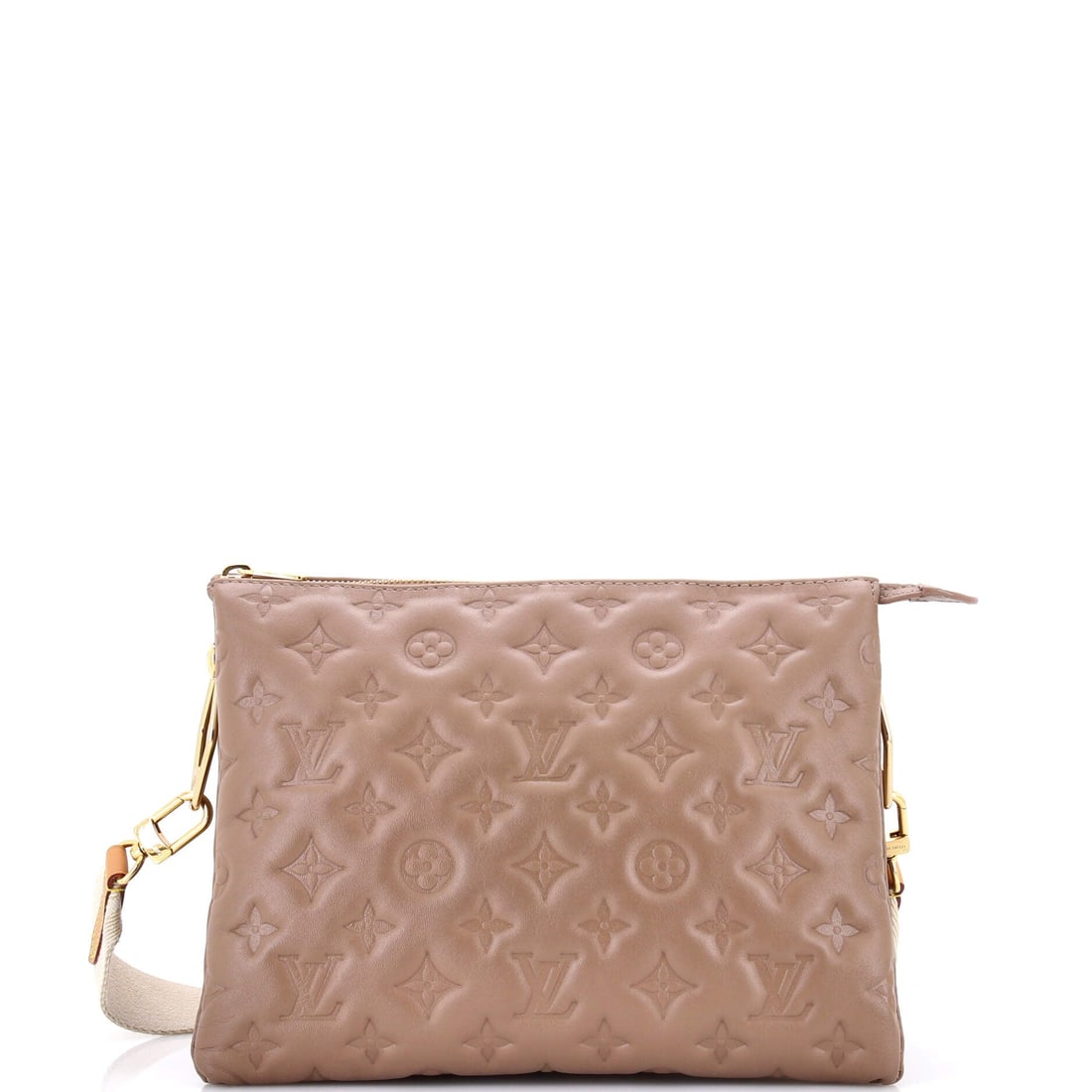 Louis Vuitton Coussin Bag Monogram Embossed Lambskin PM: Hardware on the Louis Vuitton Coussin Bag sits with the bag rather than on top of it, a small detail that separates considered design from decorative volume. Built in monogram-embossed lambskin, the h