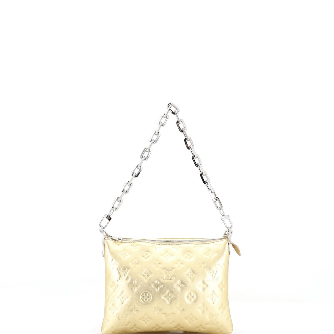 Louis Vuitton Coussin Bag Monogram Embossed Lambskin PM: The PM cut of the Louis Vuitton Coussin Bag is the one buyers tend to actually reach for, scaled to the way real days are spent. Built in monogram-embossed lambskin, the house initials pressed into so