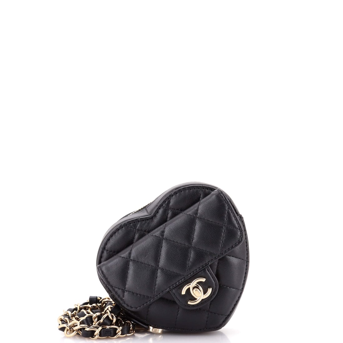 Chanel CC in Love Heart Belt Bag Quilted Lambskin: The Chanel CC in Love Heart Belt Bag carries hardware tuned to the silhouette, the kind of metalwork that catches light without taking it over. Built in quilted lambskin, a soft nappa leather worked i