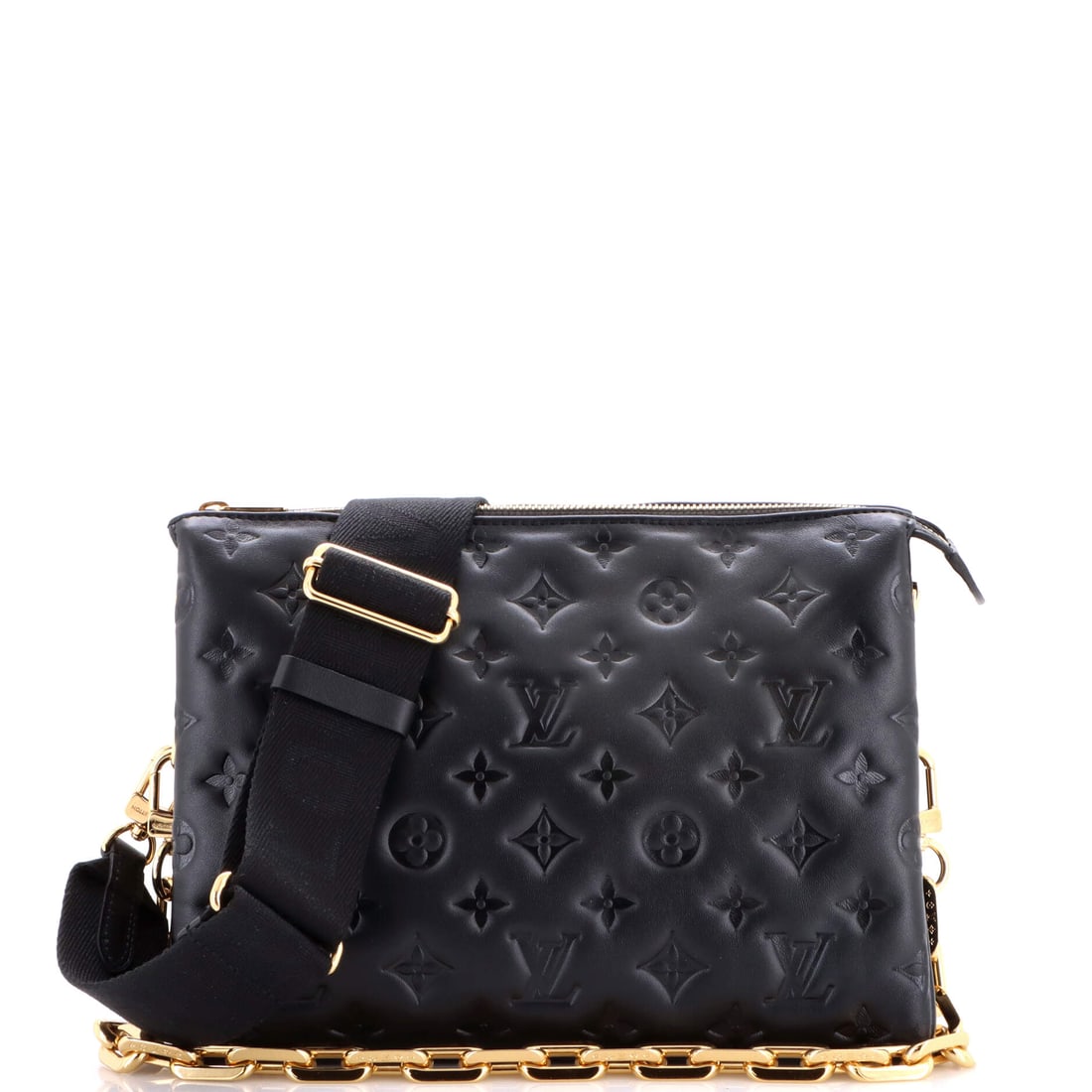 Louis Vuitton Coussin Bag Monogram Embossed Lambskin PM: Pocket placement on the Louis Vuitton Coussin Bag is the kind of detail that separates a bag bought for the label from a bag bought for the long haul. Worked in monogram-embossed lambskin, the house i