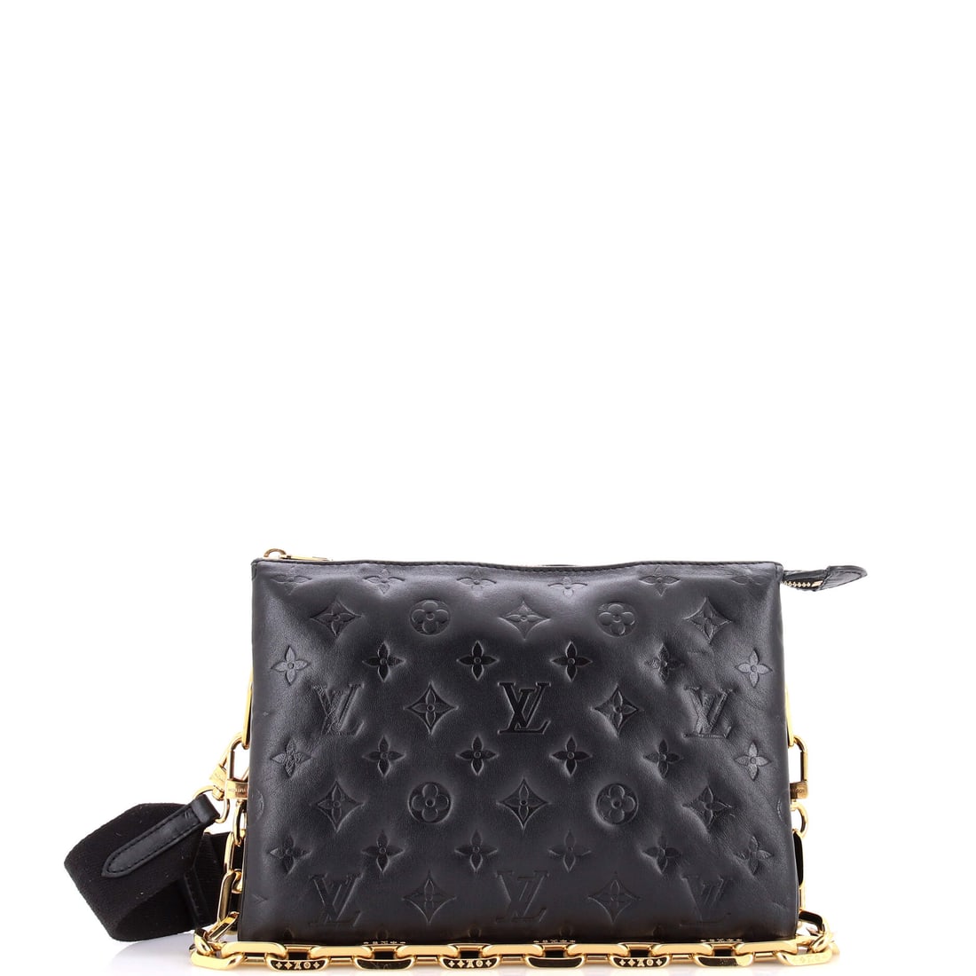 Louis Vuitton Coussin Bag Monogram Embossed Lambskin PM: Within the Louis Vuitton Coussin Bag, the interior is the kind of layout that improves the bag rather than just expanding it, the maison's small habit of intelligent organization. Built in monogram-em