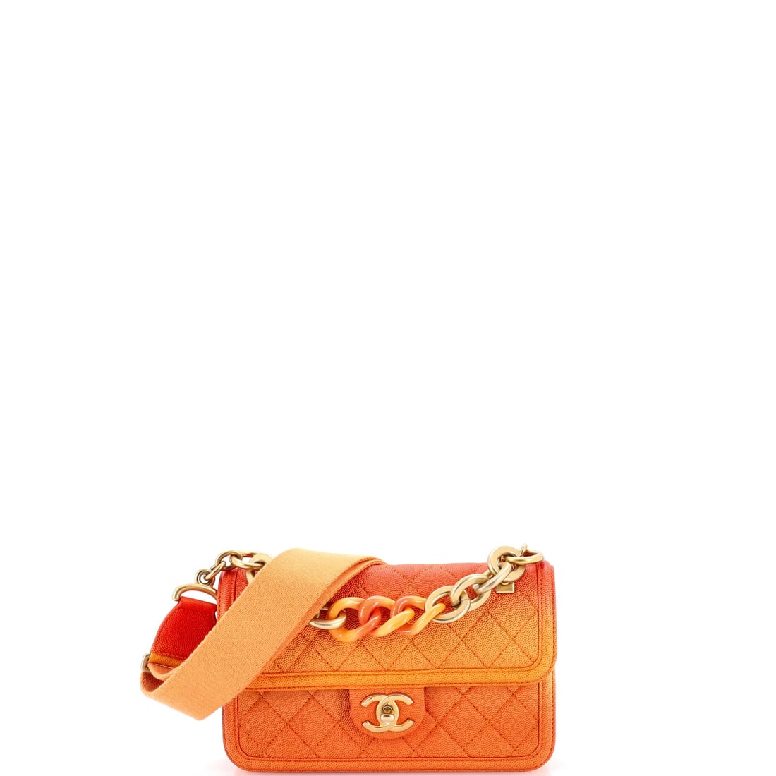 Chanel Sunset On The Sea Flap Bag Quilted Caviar Small: Seen in profile, the Chanel Sunset On The Sea Flap Bag holds the kind of clean structural line that explains why the model has outlasted so many of its contemporaries. The body reads in quilted caviar