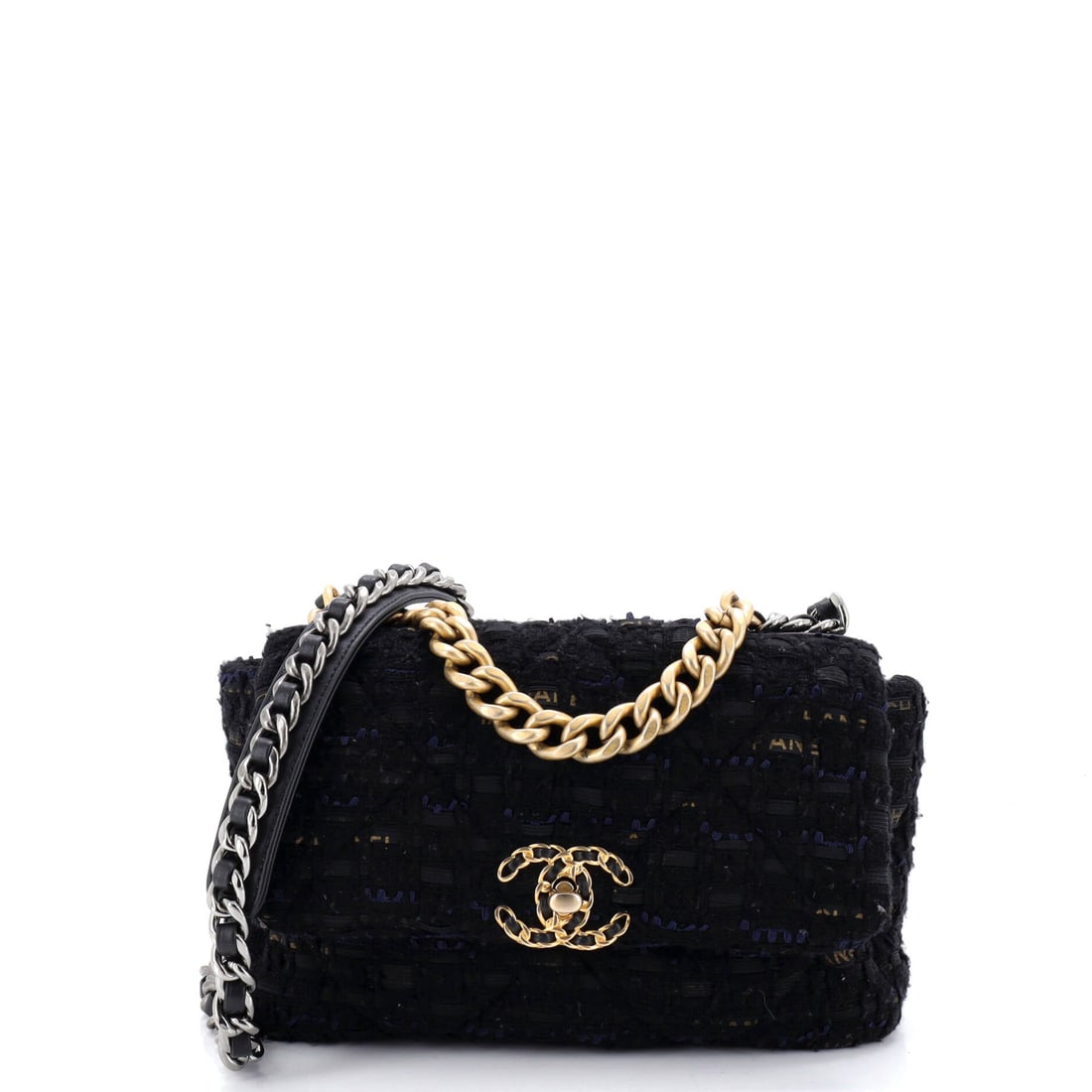 Chanel 19 Flap Bag Quilted Tweed and Ribbon Medium (1 of 8)