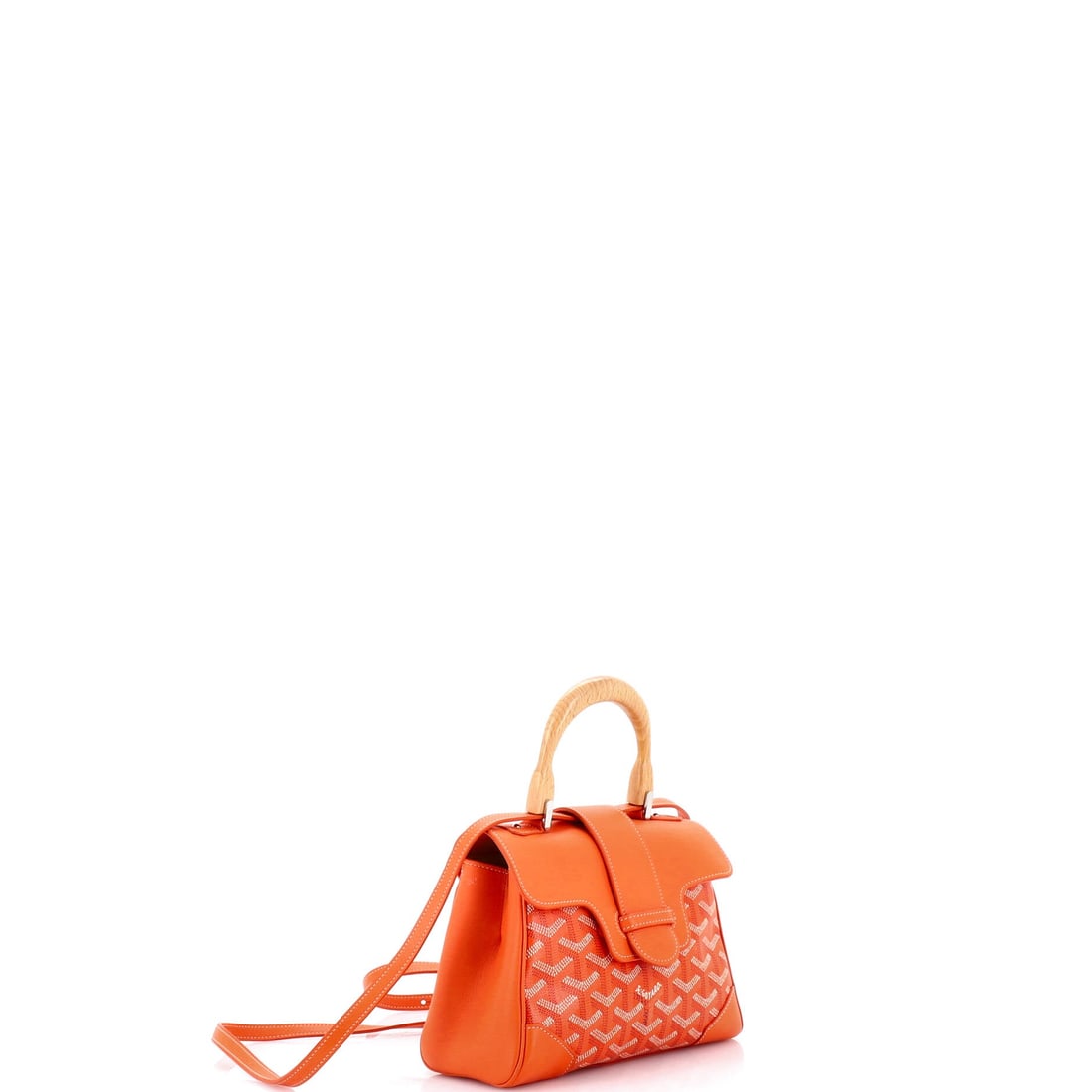 Goyard Saigon Top Handle Bag Coated Canvas with Leather Mini: This Goyard Saigon Top Handle Bag carries an architectural read, the kind of clean exterior posture that announces itself without needing a label to do the work. Finished in the chevron coated canvas 