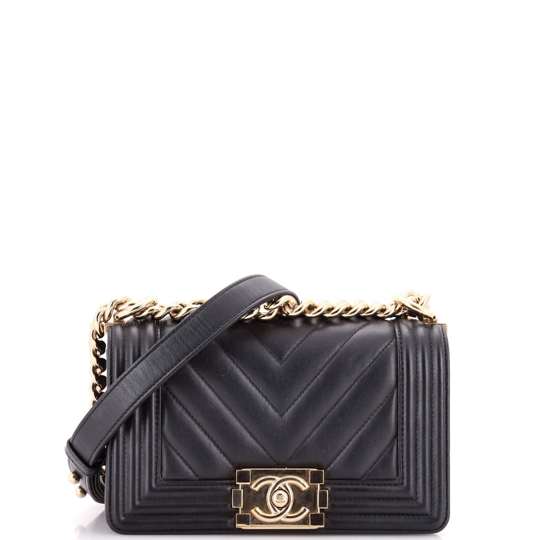 Chanel Boy Flap Bag Chevron Calfskin Small: This Chanel Boy Flap Bag leans on calfskin, the workhorse of luxury leathergoods, the kind of surface that improves with carry rather than asking to be protected from it. Stitch lines, edge paint,
