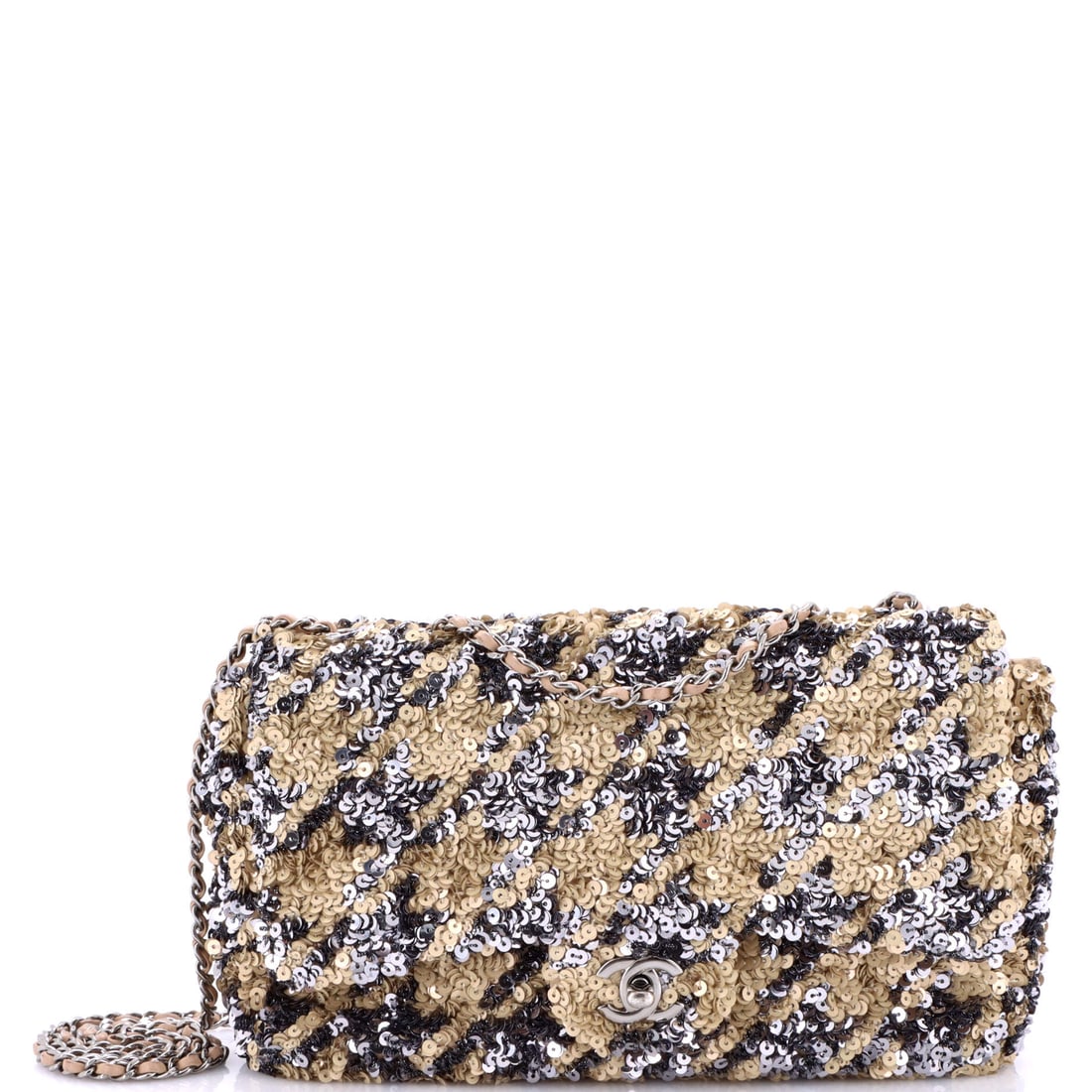 Chanel Flap Bag Multicolor Sequins Medium: Pocket placement on the Chanel Flap Bag is the kind of detail that separates a bag bought for the label from a bag bought for the long haul. The material story here is multicolor sequins, the kind of 