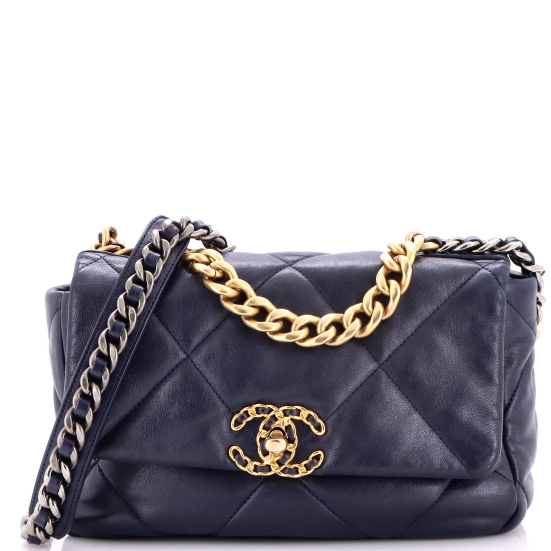 Chanel 19 Flap Bag Quilted Leather Medium: This Chanel 19 Flap Bag carries the interior thinking that separates serious leathergoods from decorative ones, with compartments placed where they matter. Worked in quilted leather, the body carries 