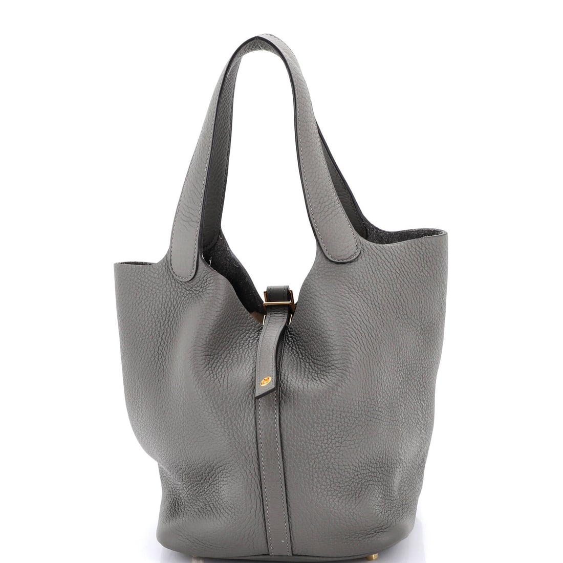 Hermes Picotin Lock Bag Clemence MM: This Hermes Picotin Lock Bag treats its pockets as architecture rather than afterthought, the layout calibrated for the small rituals of leaving the house. The body reads in Clemence, a supple grained