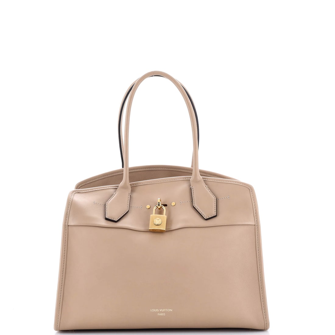 Louis Vuitton City Steamer Soft Handbag Leather MM: Run a finger across the Louis Vuitton City Steamer Soft Handbag and the leather - leather chosen for hand and longevity - reads as the kind of hide the house puts behind its better silhouettes. The in