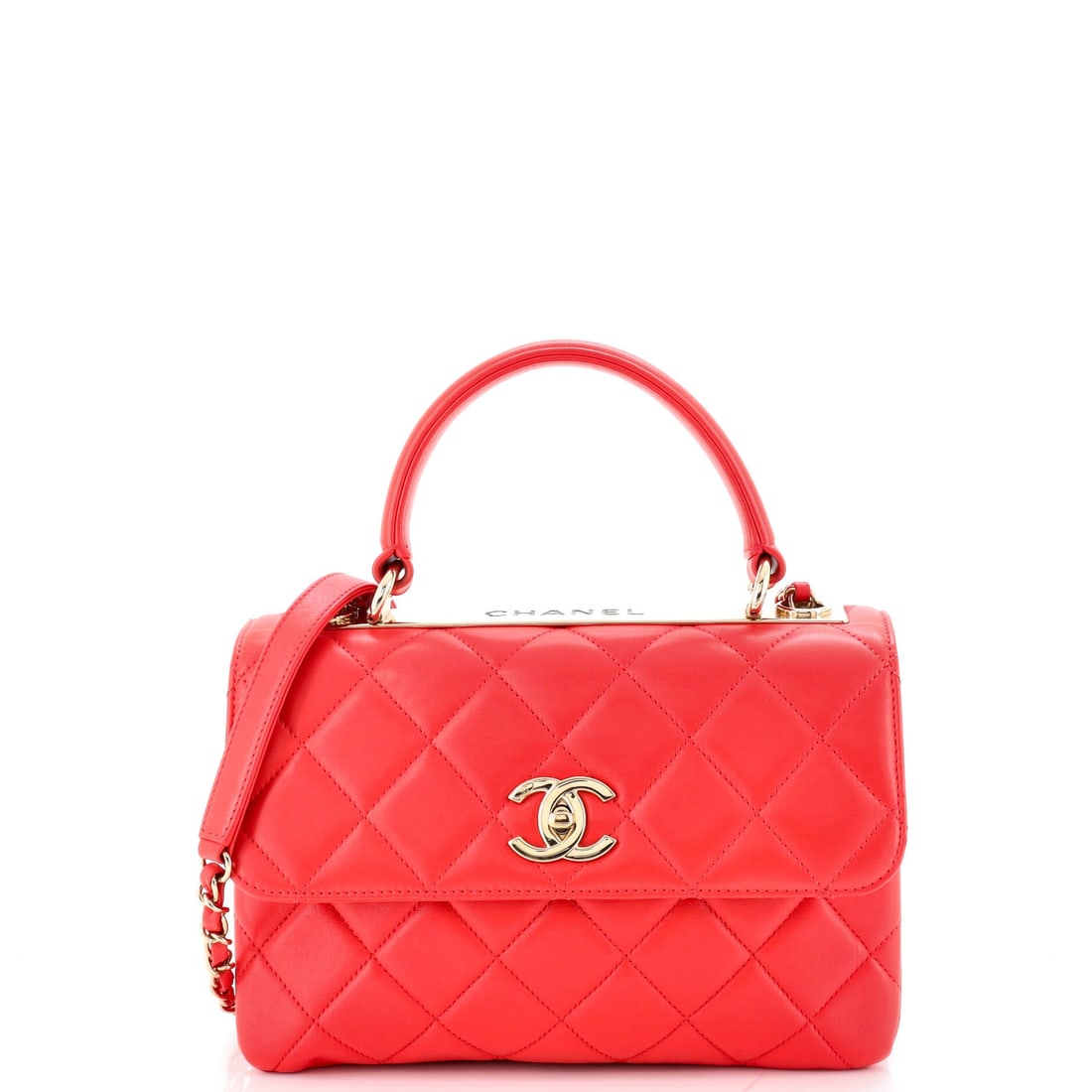 Chanel Trendy CC Top Handle Bag Quilted Lambskin Small: Pocket placement on the Chanel Trendy CC Top Handle Bag is the kind of detail that separates a bag bought for the label from a bag bought for the long haul. Built in quilted lambskin, a soft nappa lea