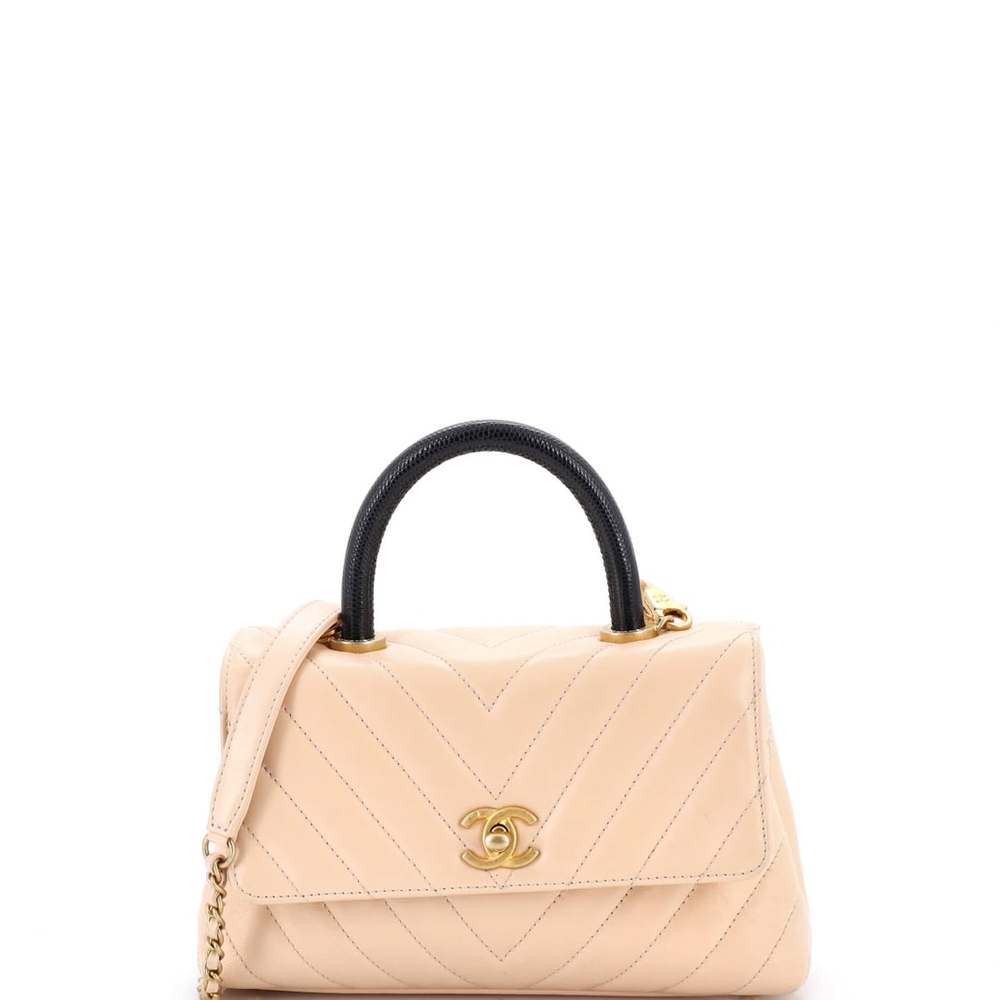 Chanel Coco Top Handle Bag Chevron Calfskin with Lizard Mini (1 of 9)