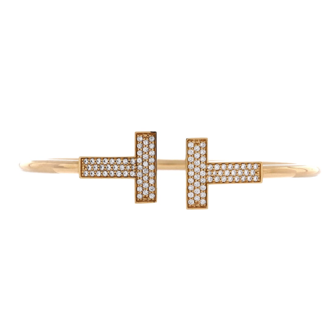 Tiffany & Co. T Wire Bracelet 18K Yellow Gold with Diamonds Wide Yellow Gold (1 of 3)