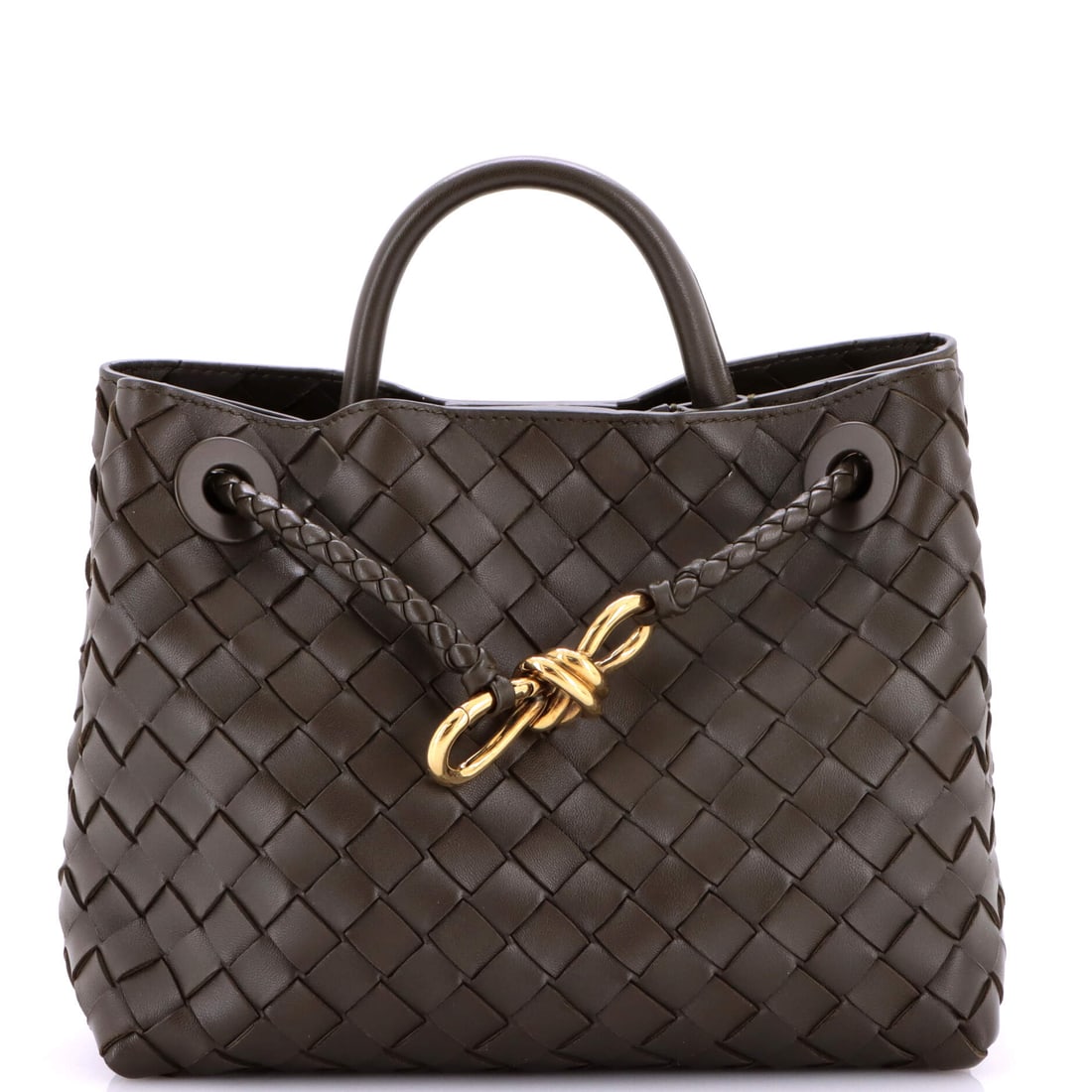 Bottega Veneta Andiamo Top Handle Bag Intrecciato Nappa Small Green (1 of 7)