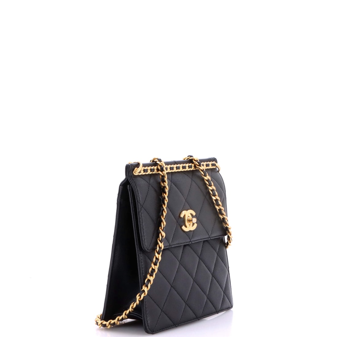 Chanel Top Chain CC Square Backpack Quilted Caviar Black - 2