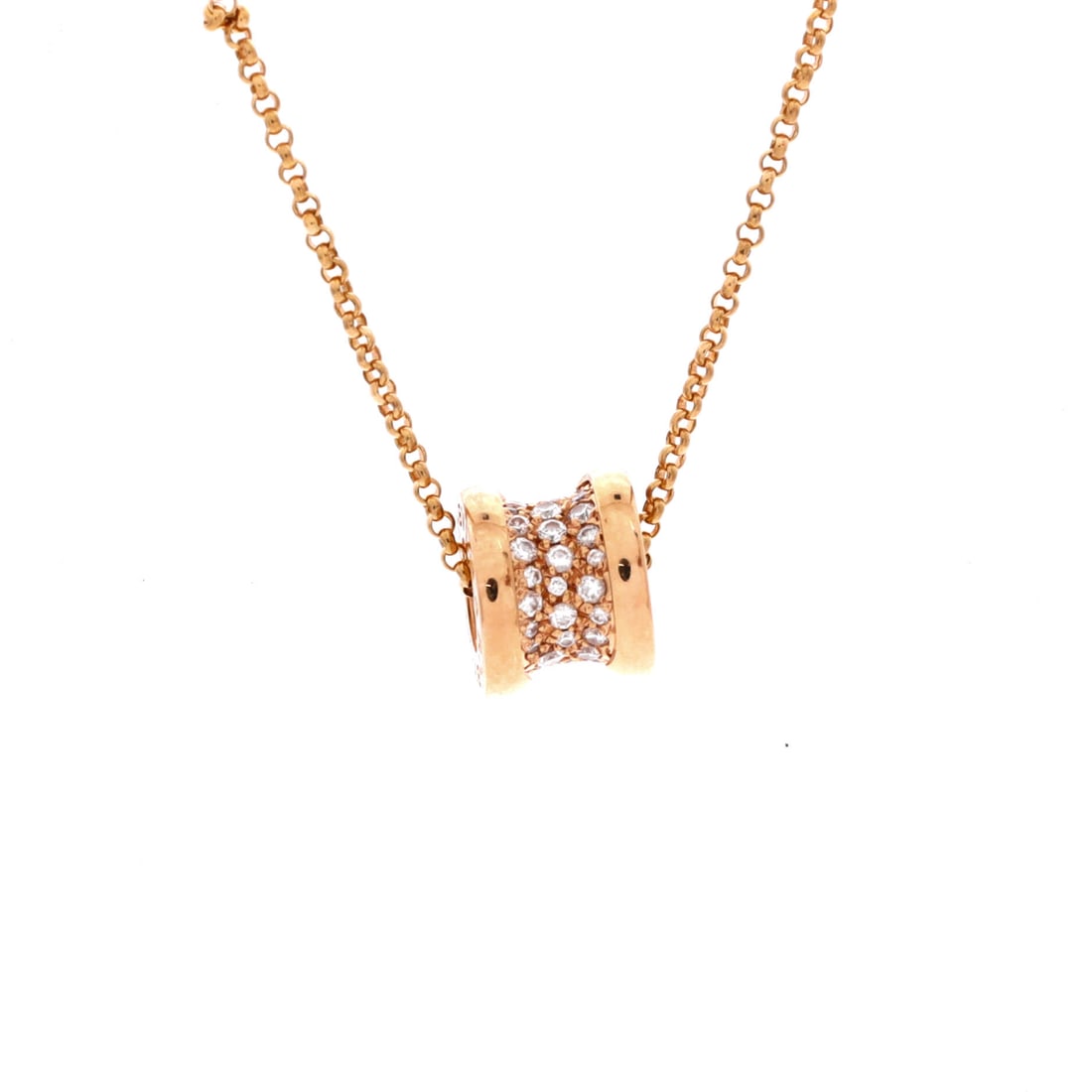 Bvlgari B.Zero1 Pendant Necklace 18K Rose Gold with Pave Diamonds Mini Rose Gold (1 of 4)