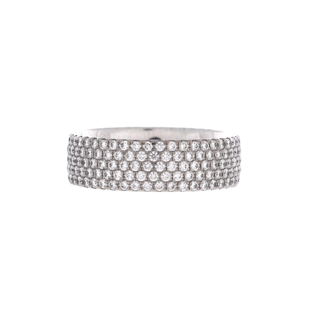 Tiffany & Co. Metro 5 Rows Ring 18K White Gold and Diamonds White Gold: A Tiffany & Co. Metro Rows Ring, crafted in 18K White Gold and set with diamonds. Bidders should reference the catalog for the stated ring size. Set with diamonds, the design carries added sparkle wit