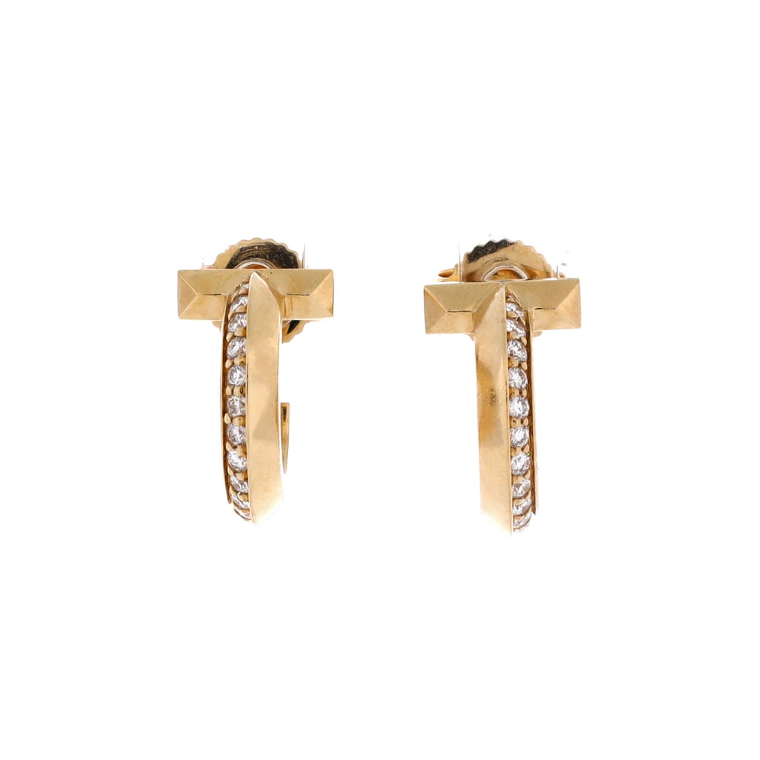 Tiffany & Co. T1 Hoop Earrings 18K Yellow Gold with Diamonds Extra Small Yellow Gold (1 of 3)