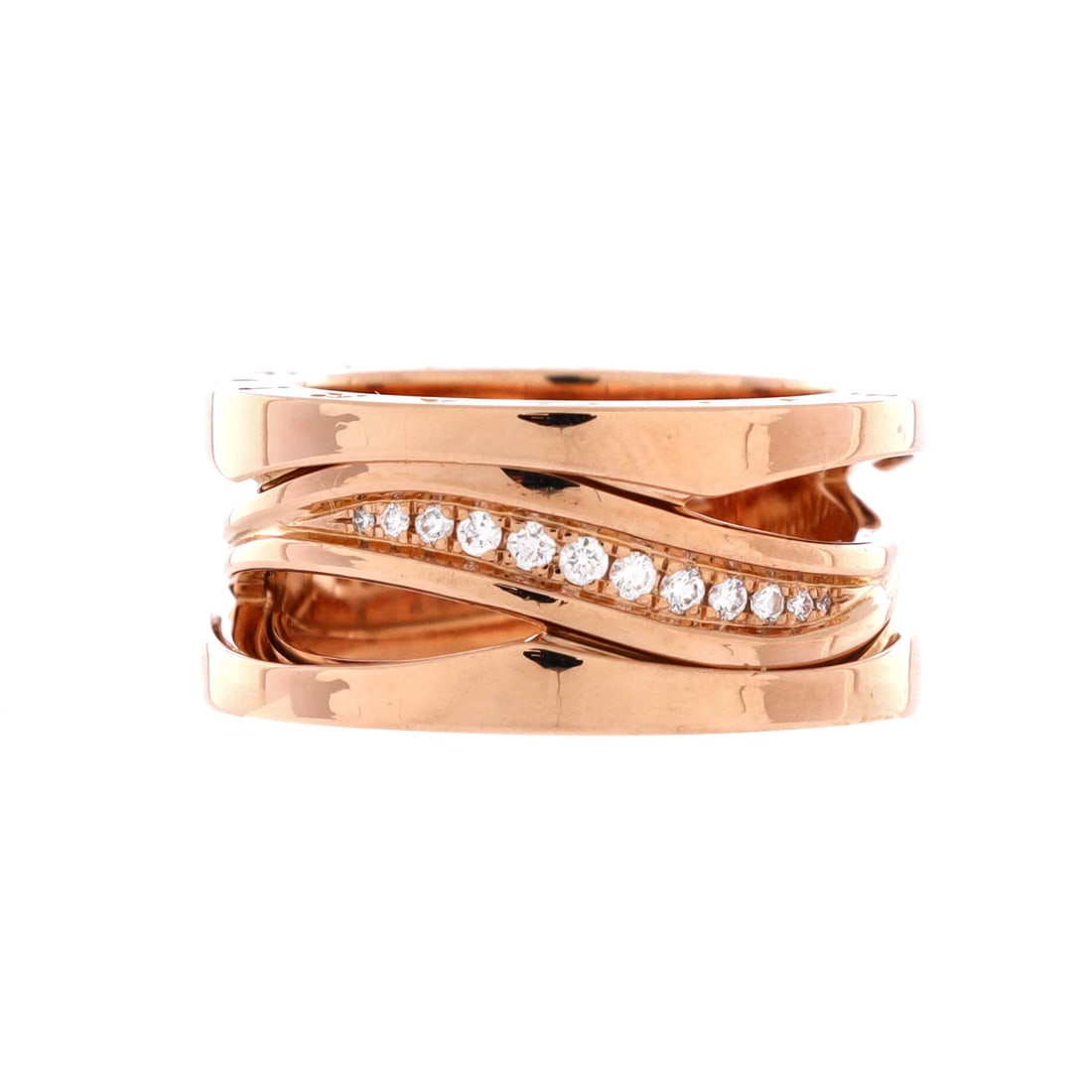 Bvlgari B.Zero1 Design Legend Zaha Hadid Three Band Ring 18K Rose Gold with Diamonds Rose Gold (1 of 3)