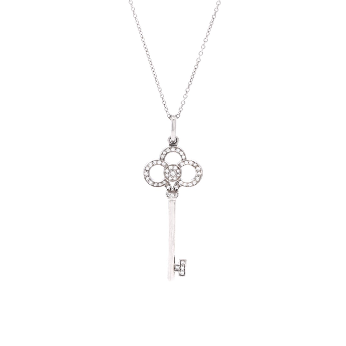 Tiffany & Co. Crown Key Pendant Necklace 18K White Gold with Diamonds White Gold (1 of 4)